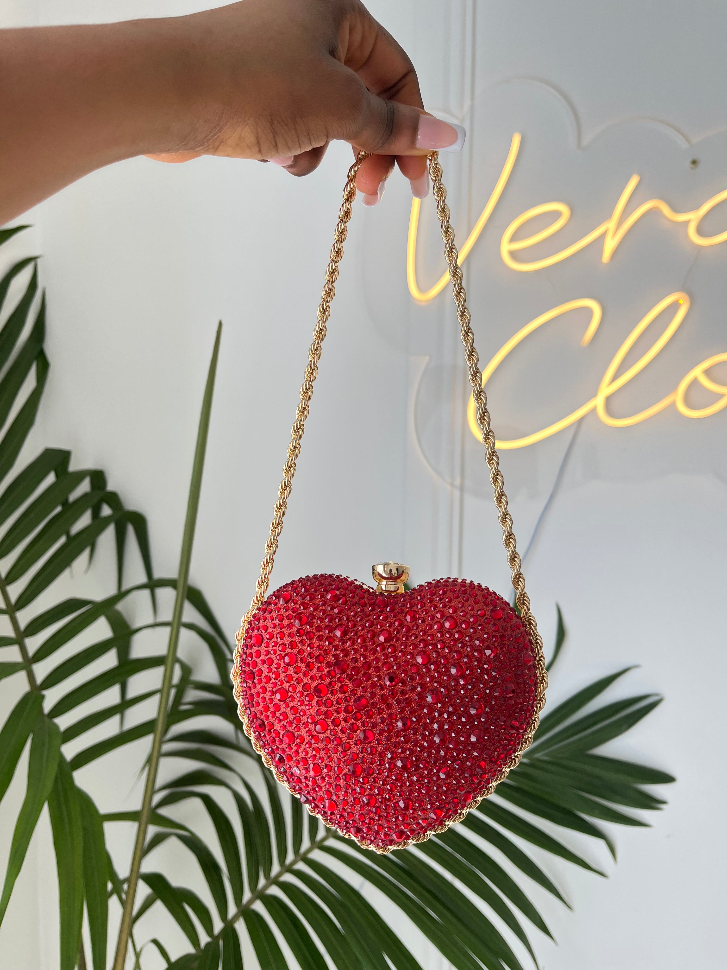Ruby Heart Crystal Clutch