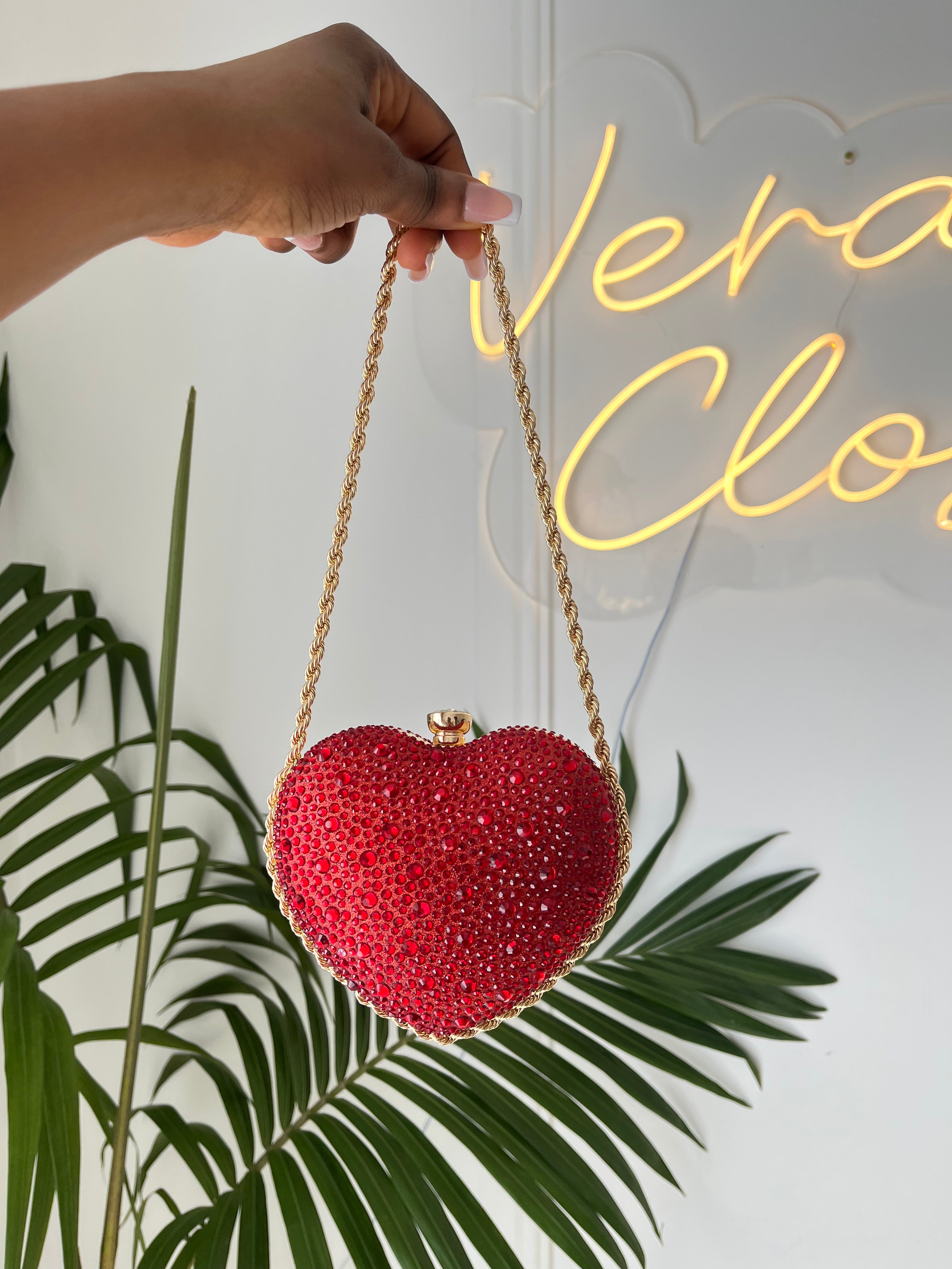 Ruby Heart Crystal Clutch