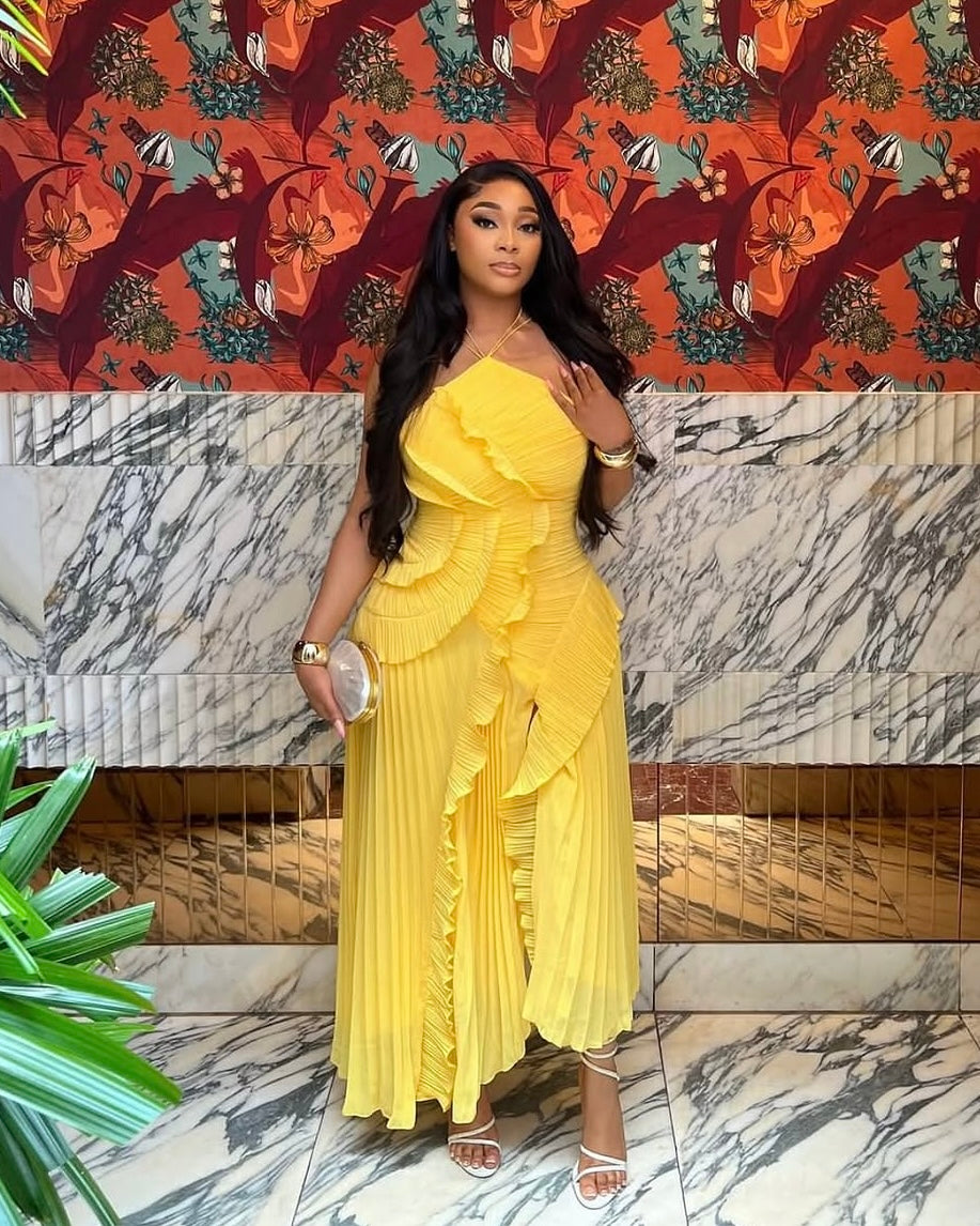 Davia Pleated Maxi Dress