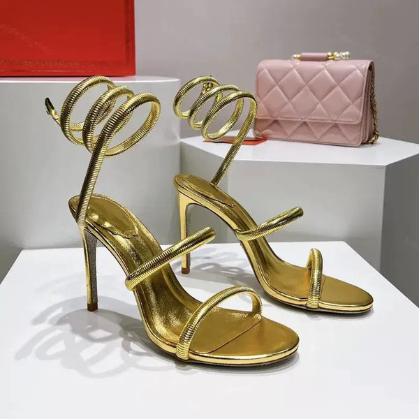 Maya Gold Coil Strap Heels