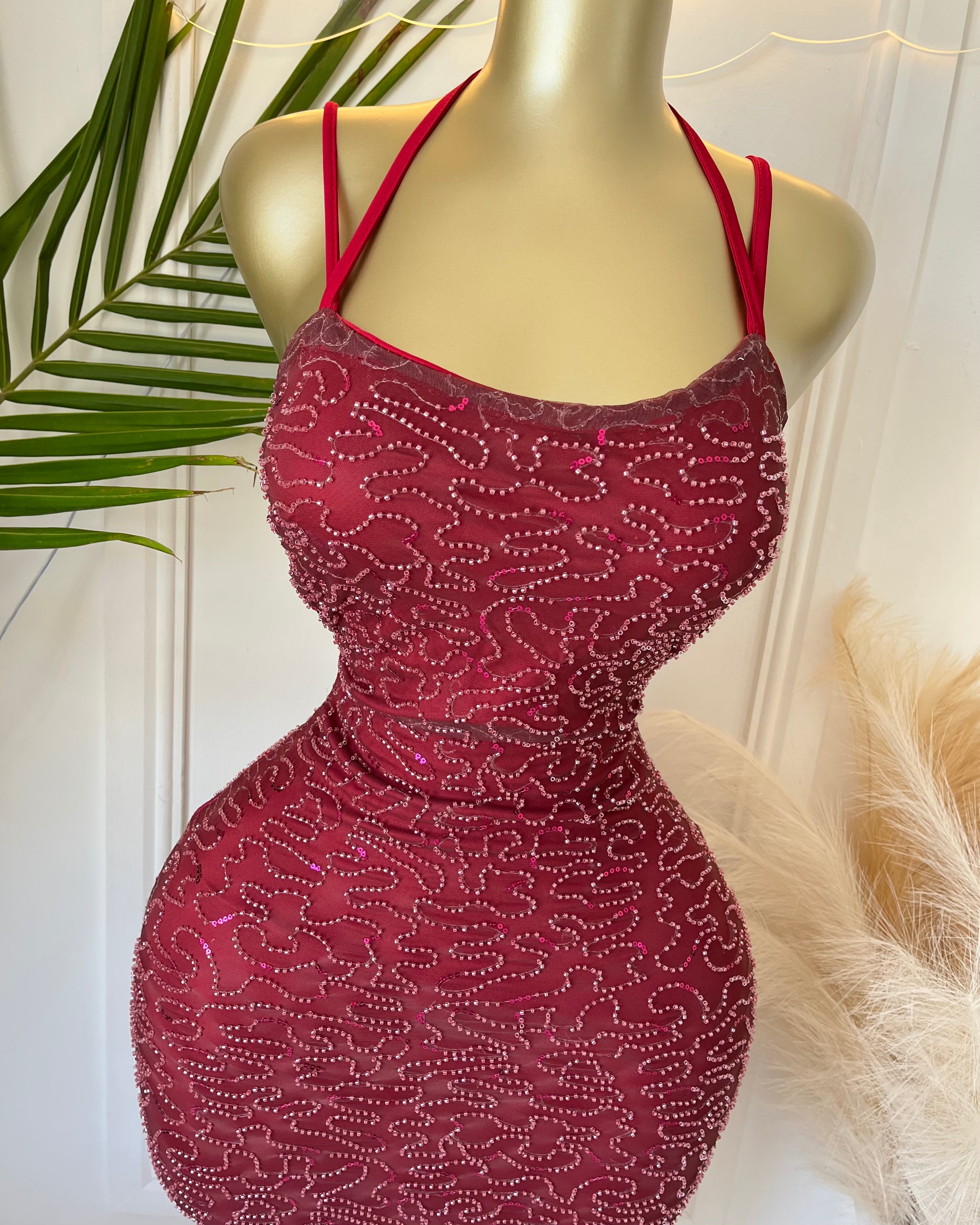 Scarlett Ember Beaded Midi Dress