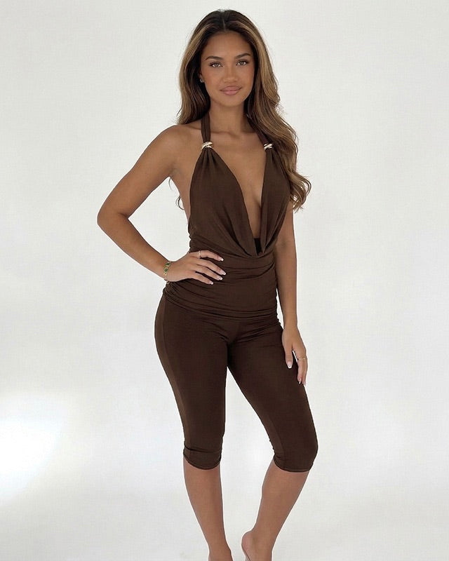 Vitals Plunge Capri Set