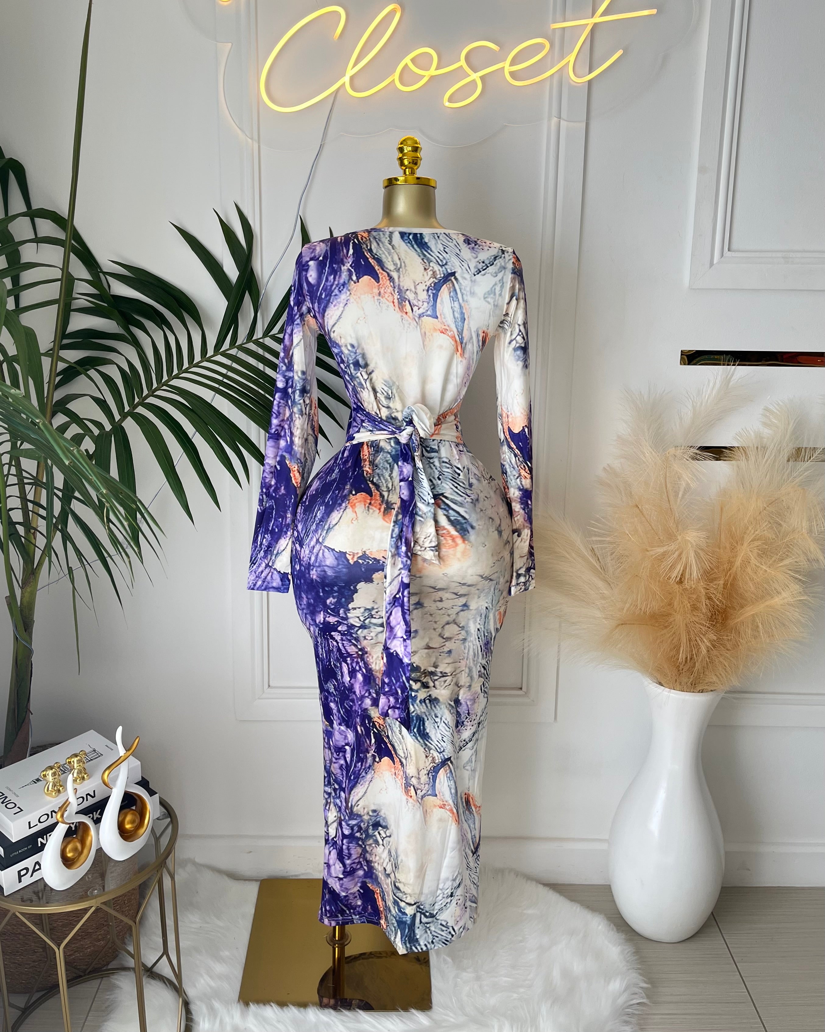 Karine Marble Print Maxi Dress