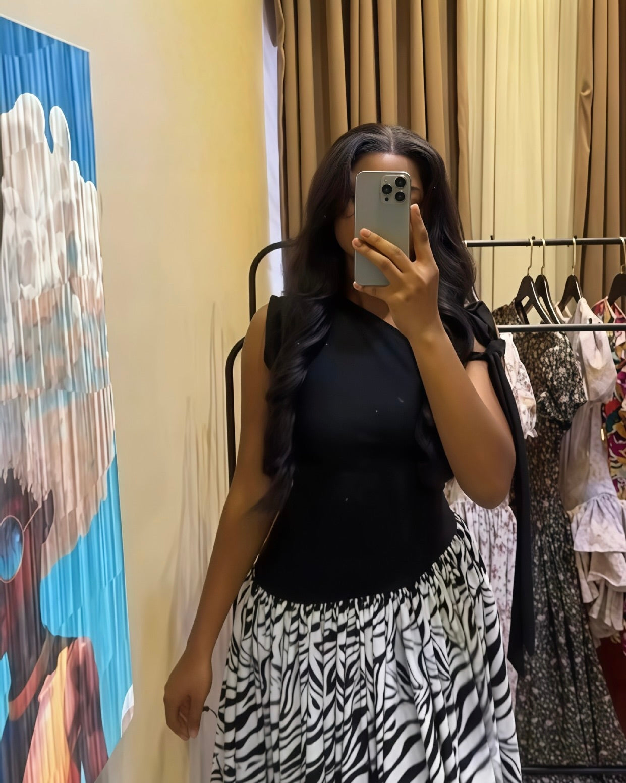 Gigi One Shoulder Floral Maxi Dress Black