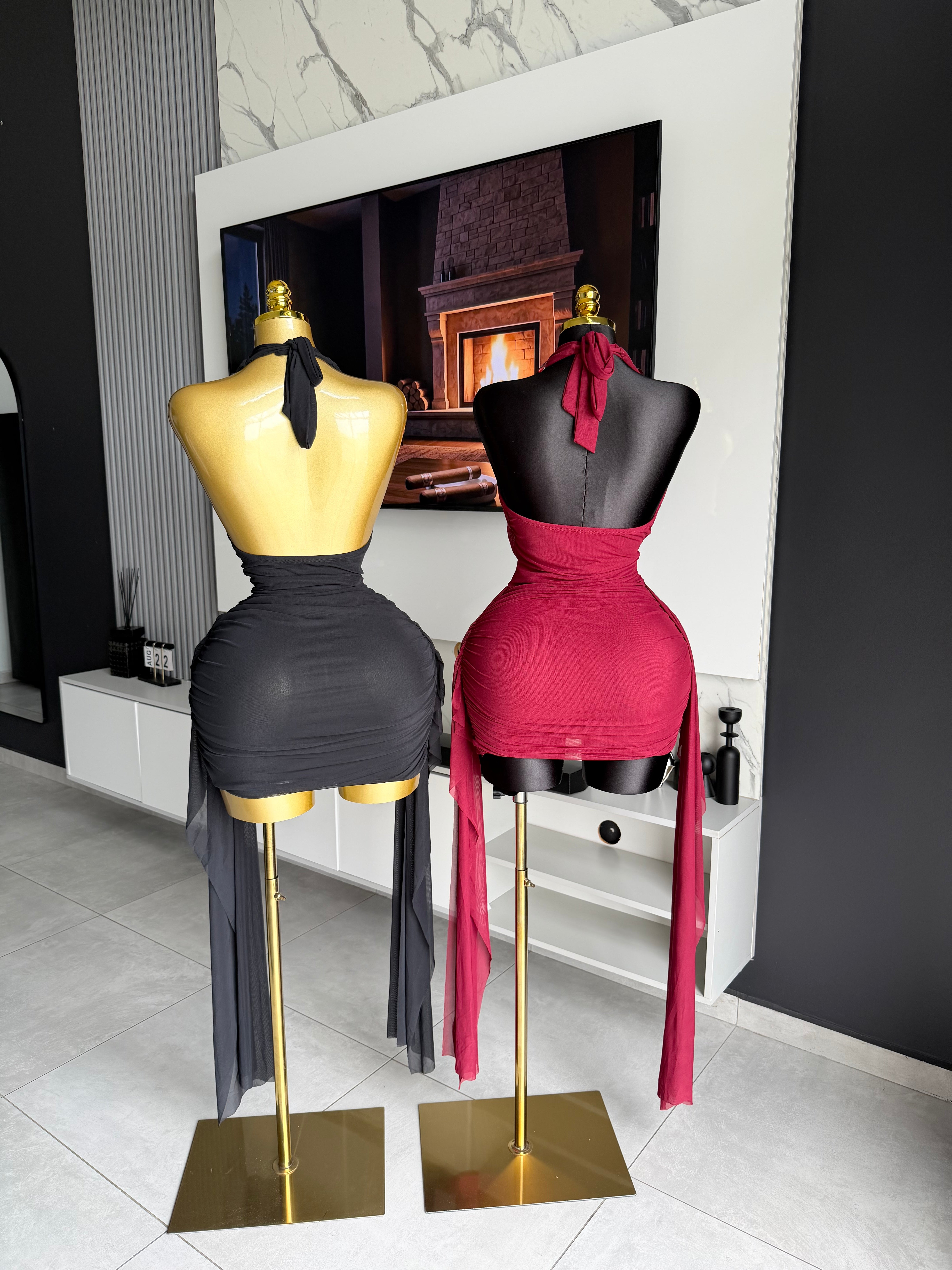 Sienna Embellished Drape Mini Dress
