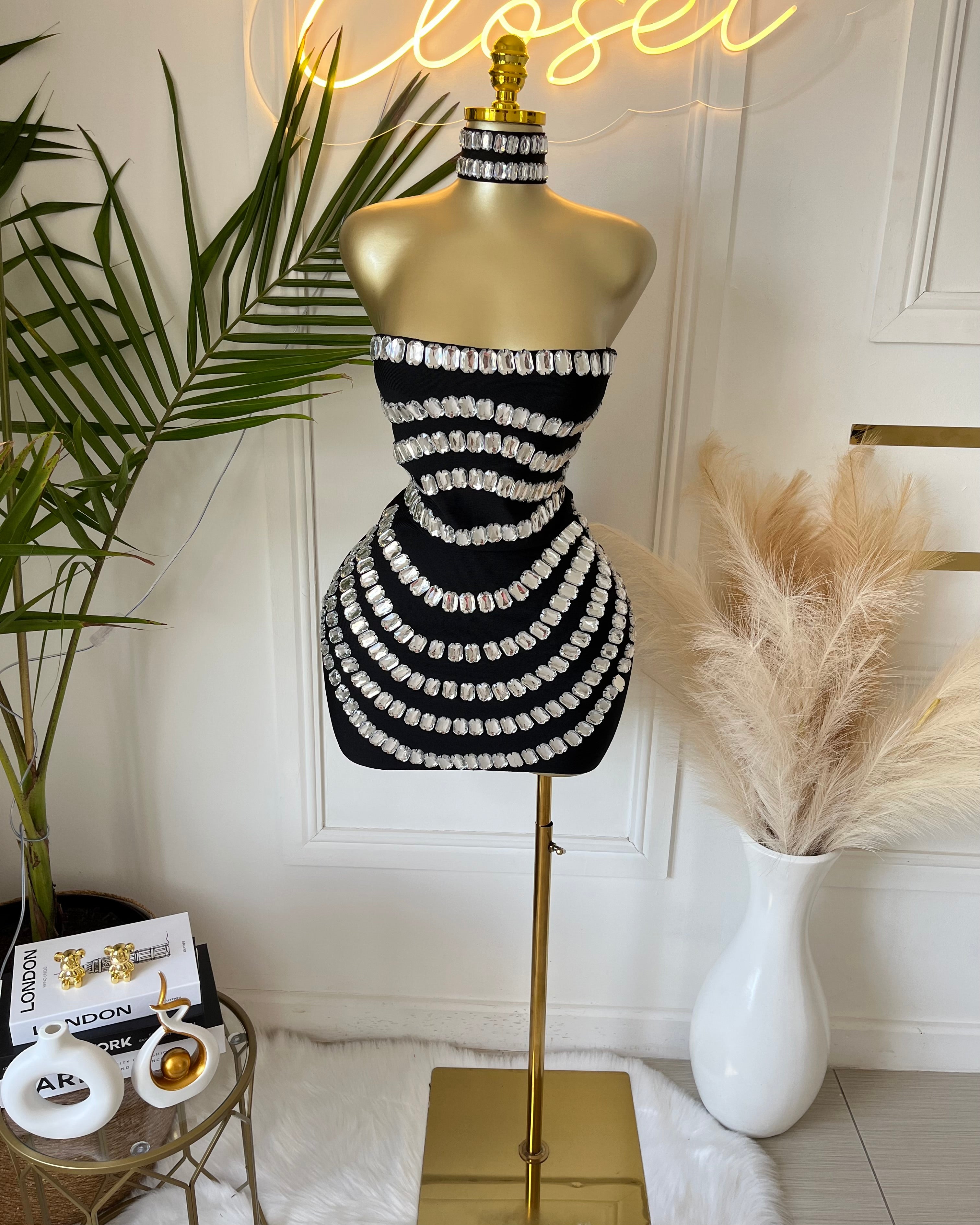 Zarielle Crystal Bodycon Mini Dress