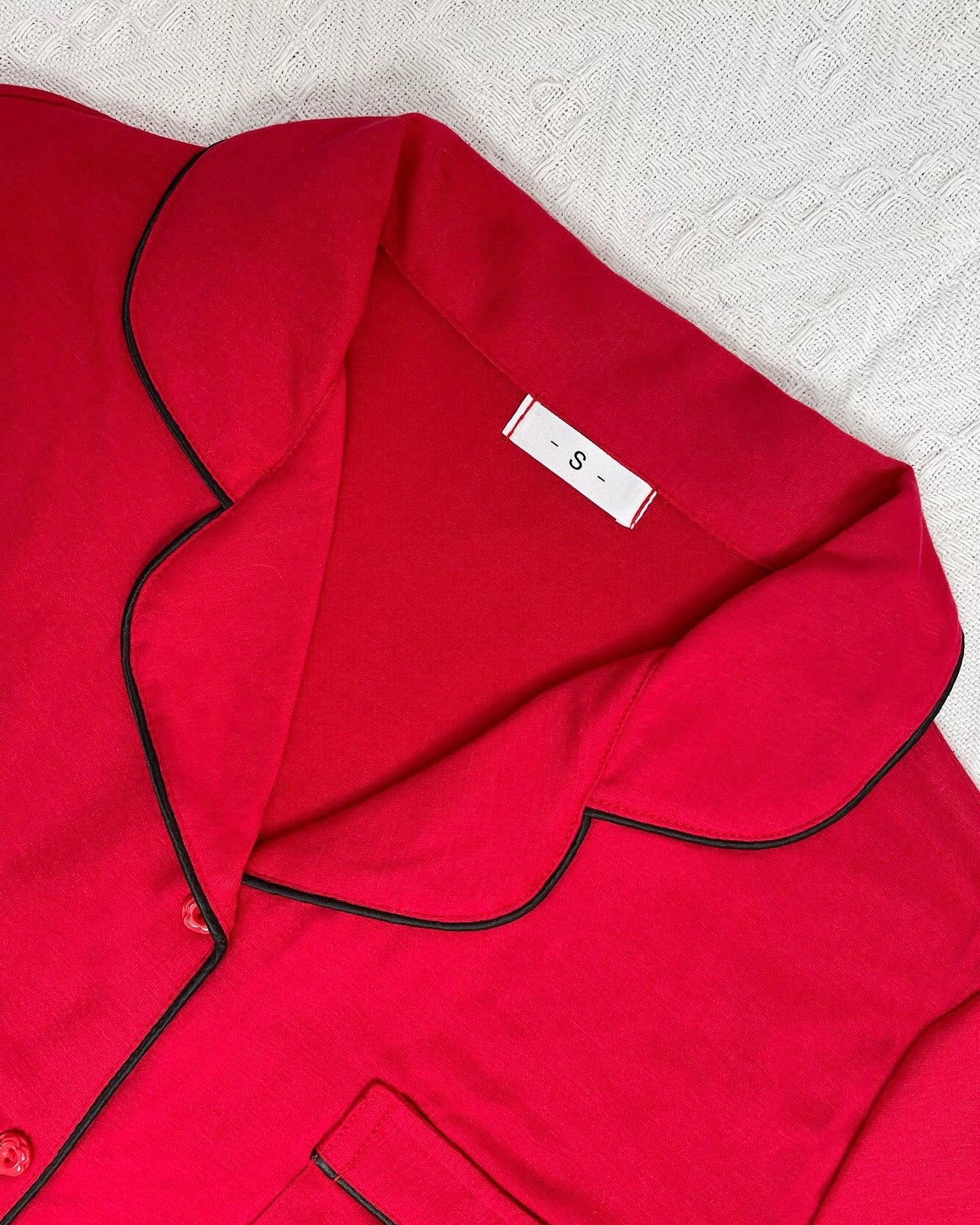 I Love Me Black Pajama Shorts Set Red