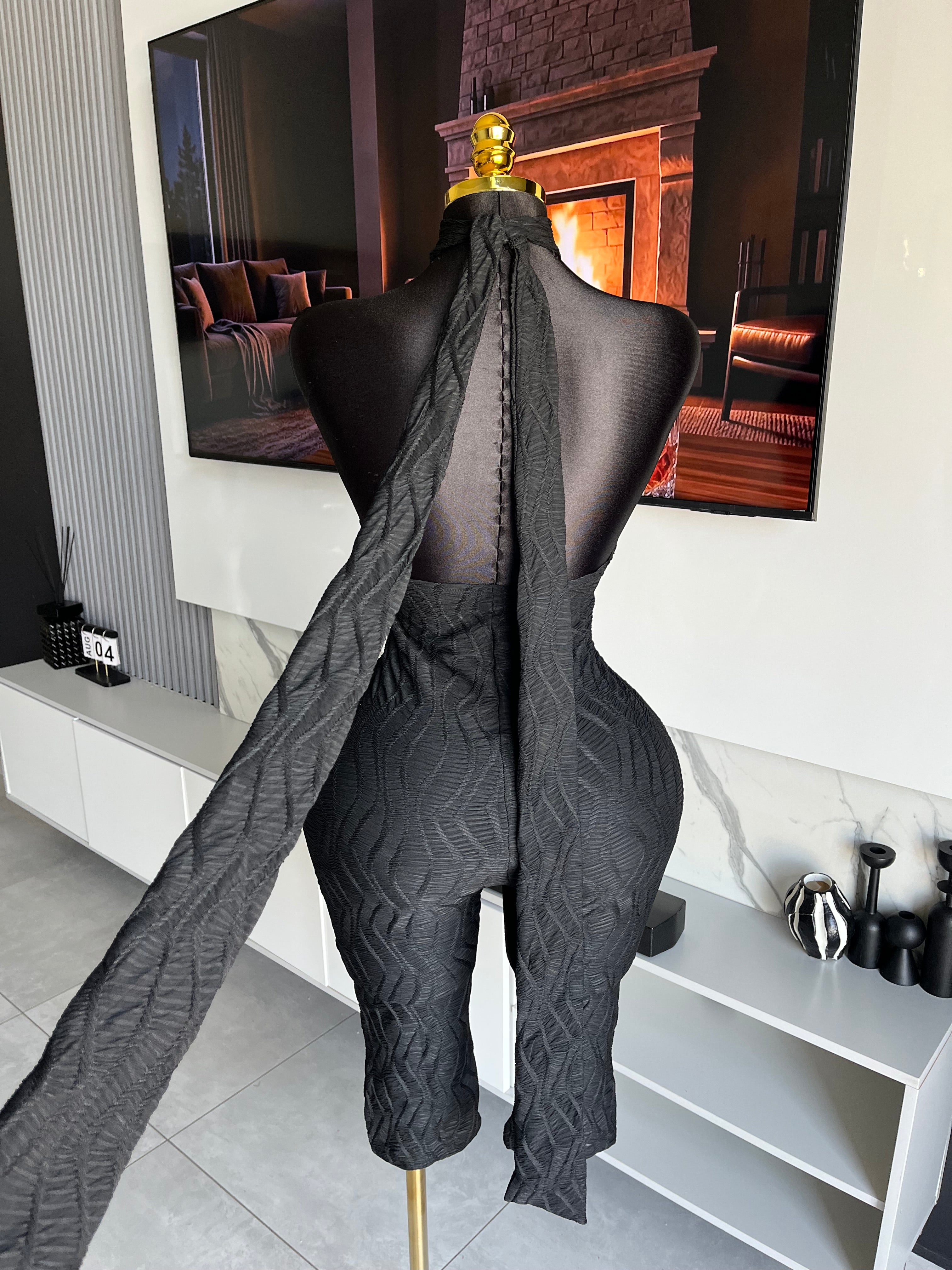 Zique Textured Halter Jumpsuit