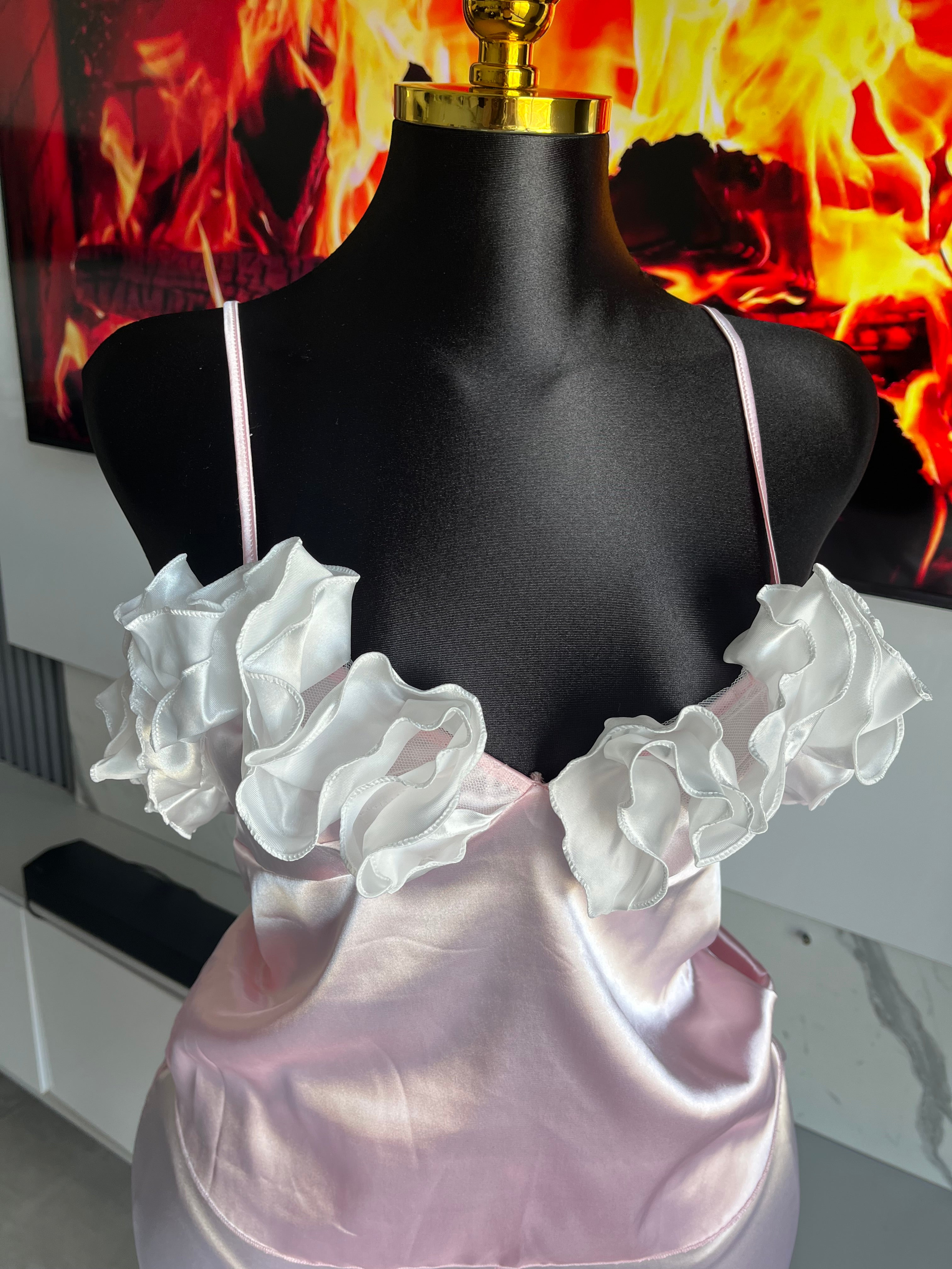 Maya Satin Ruffle Pajama Set