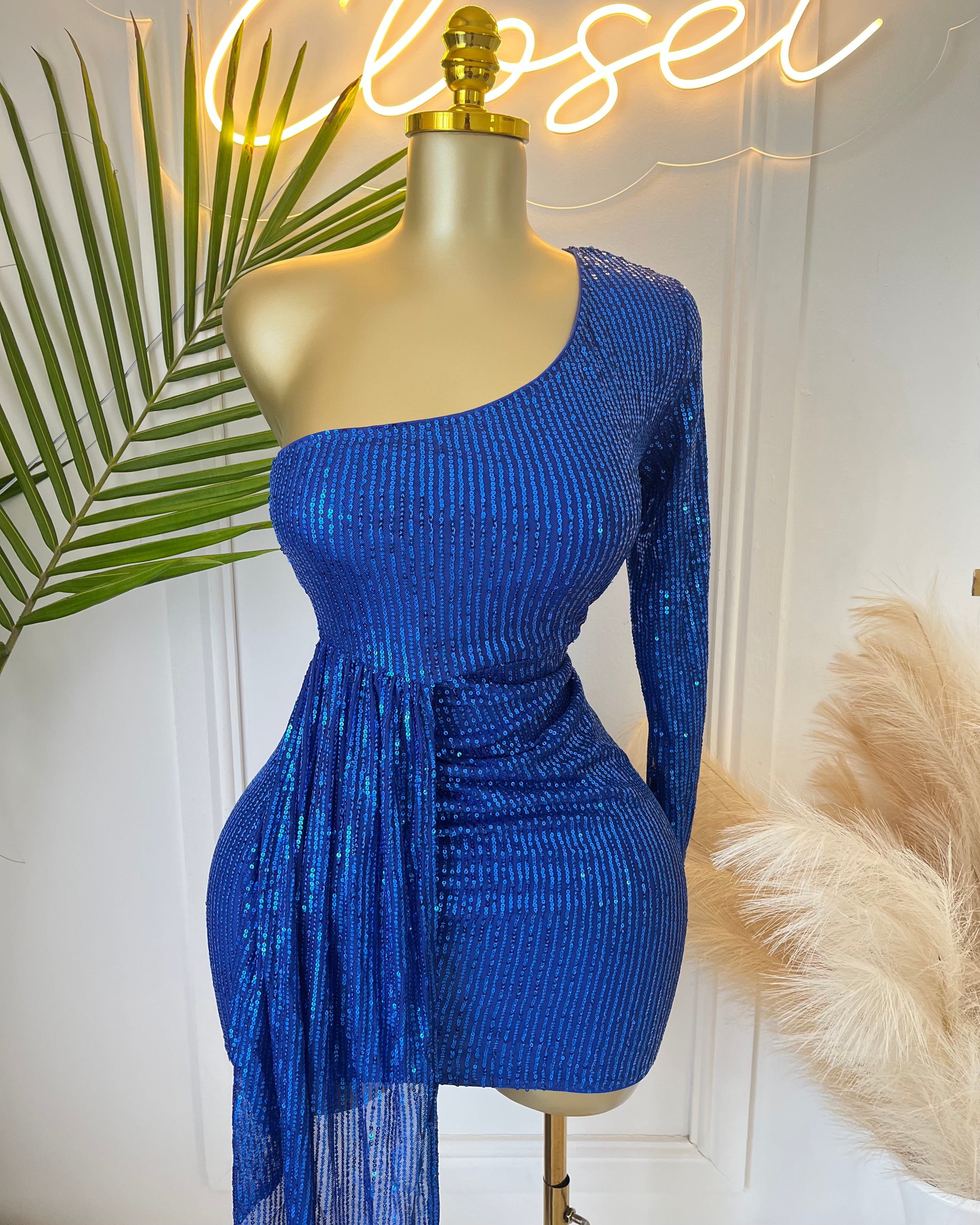 Elisa One-Shoulder Sequin Mini Dress