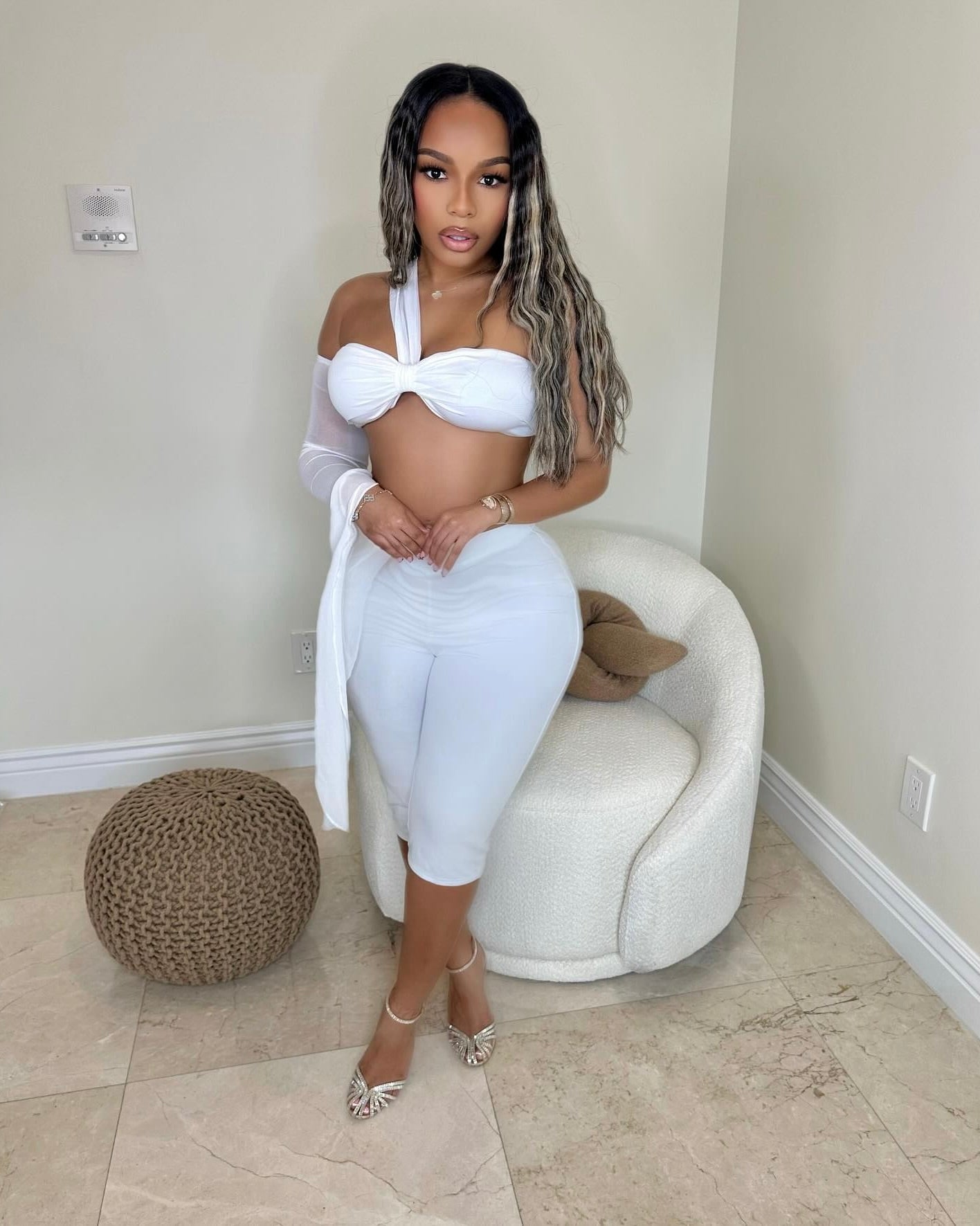 Ariel Mesh Sleeve Two-Piece Set