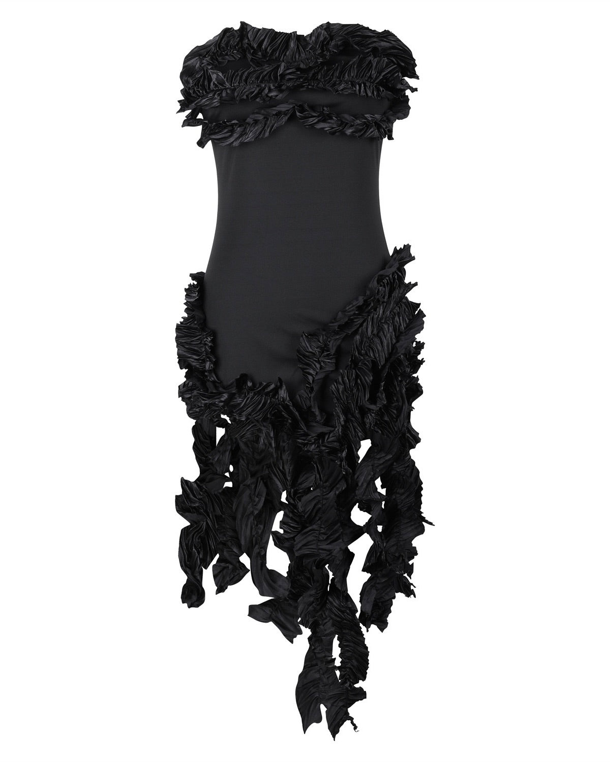 Nellie Ruffle Strapless Statement Dress Black