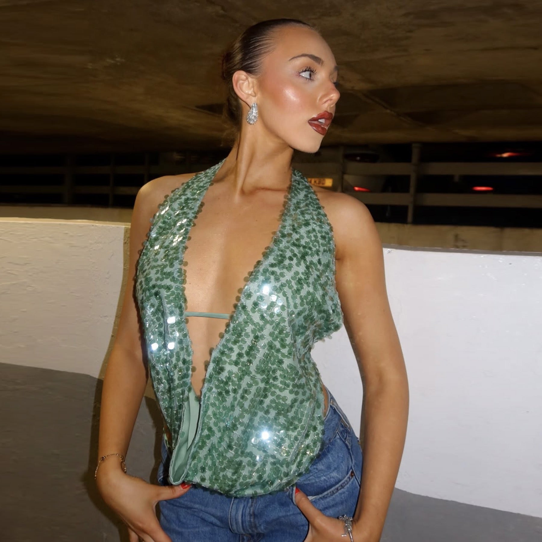 Ciara Green Sequin Top