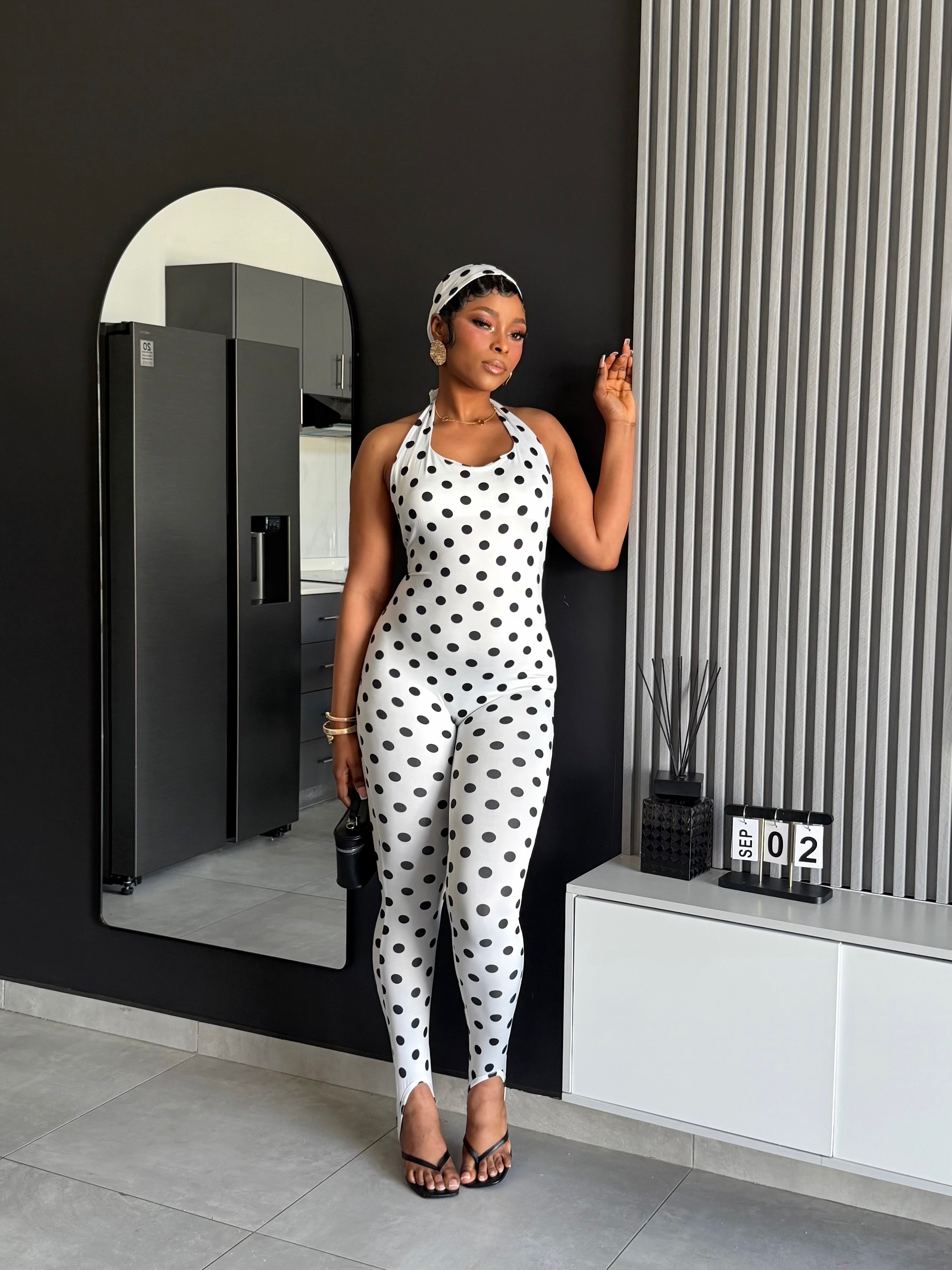 Ophelia Sculpt Jumpsuit Polka