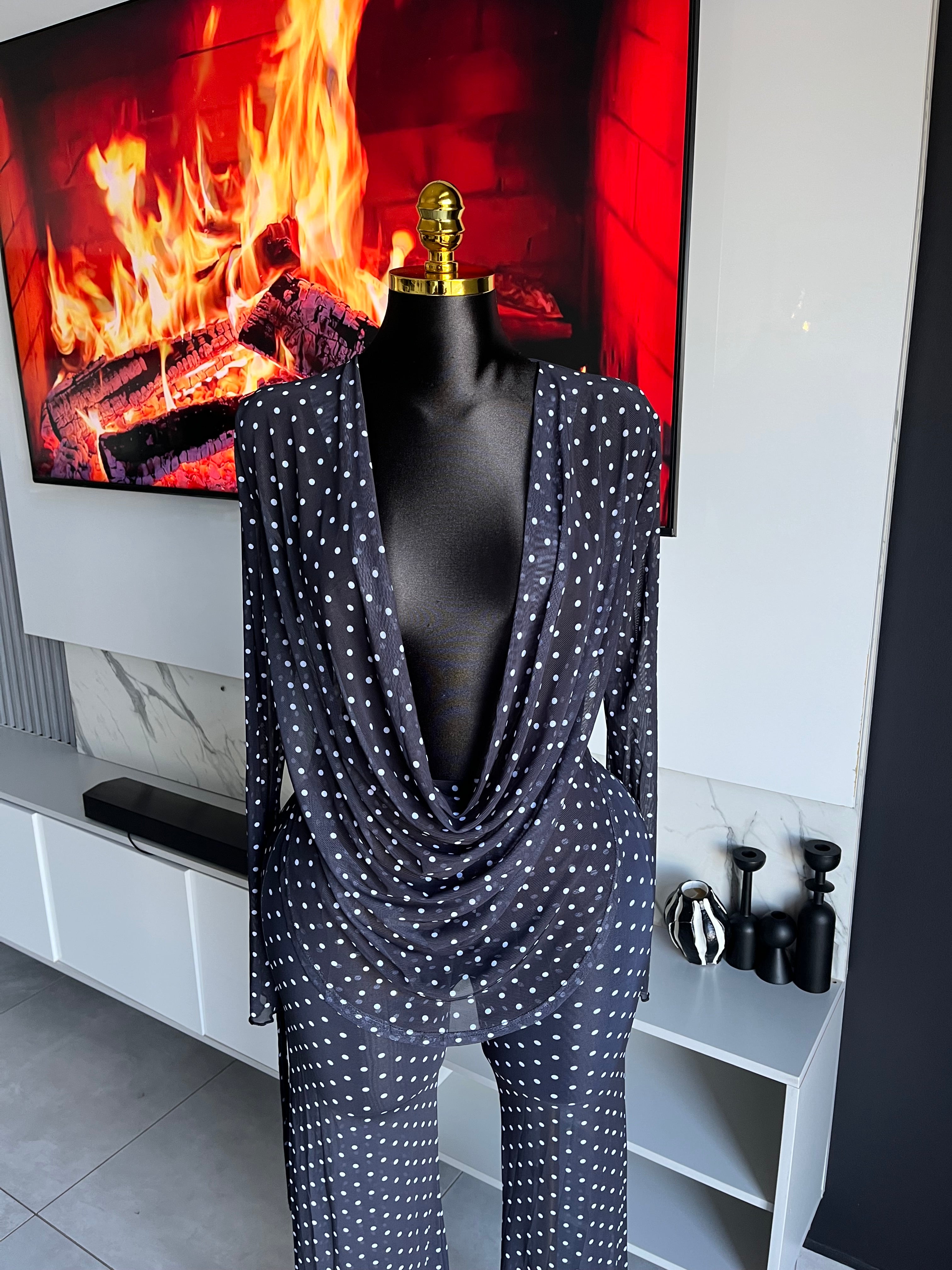 Mabel Polka Dot Mesh Pant Set