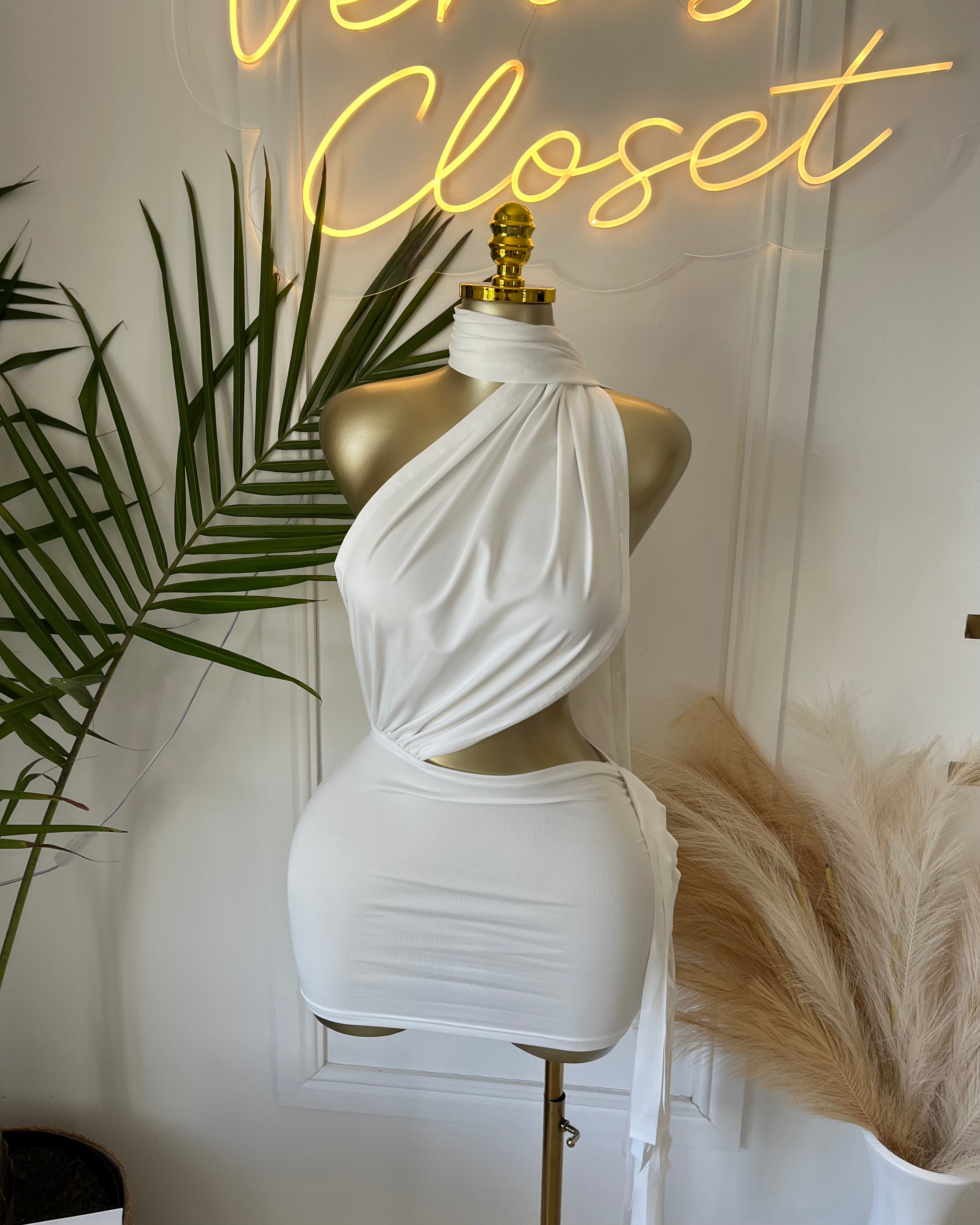 Diva White Cut-Out Mini Dress