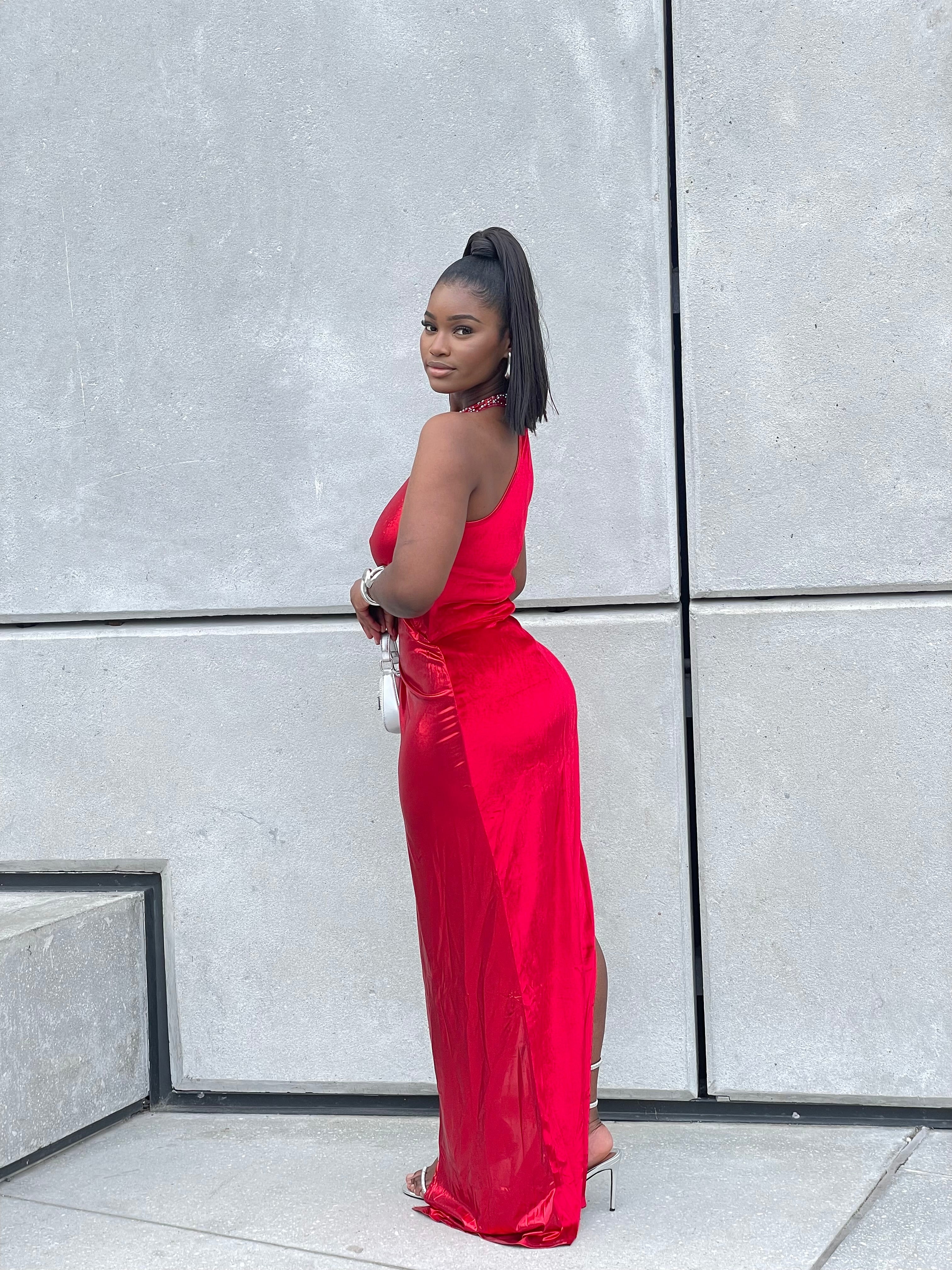 Goddess Vibe High Slit Maxi Dress