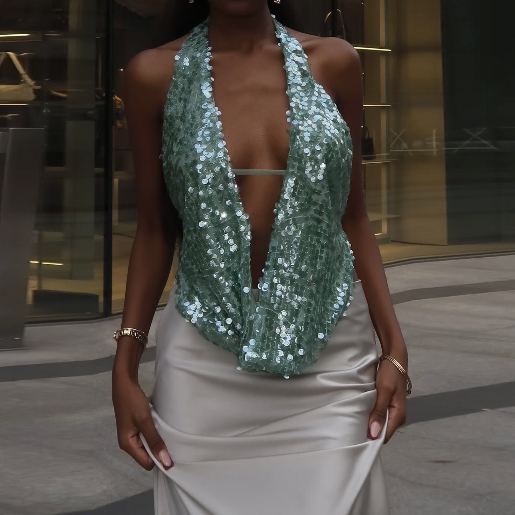 Ciara Green Sequin Top