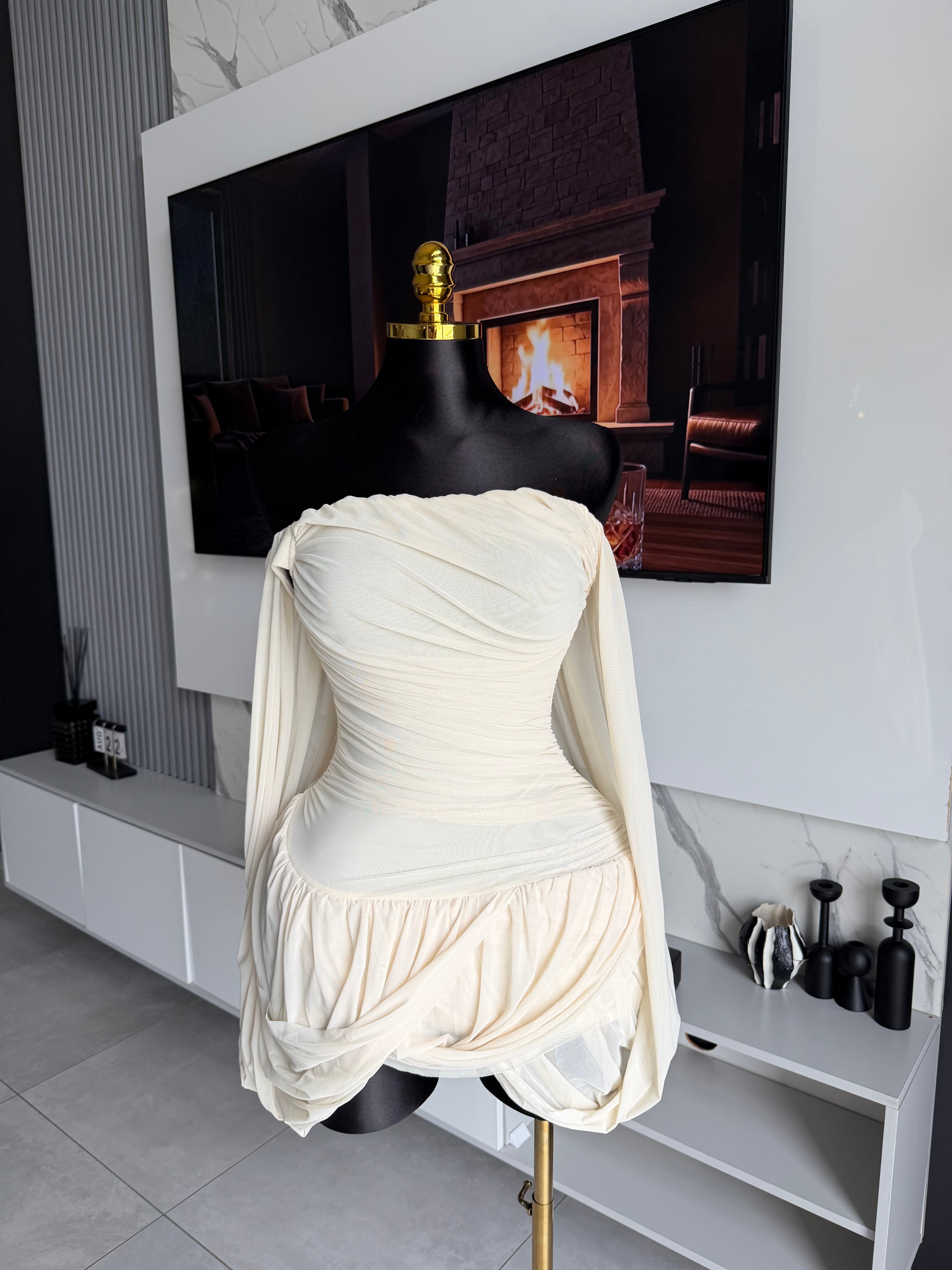 Selene Draped Off-Shoulder Mini Dress