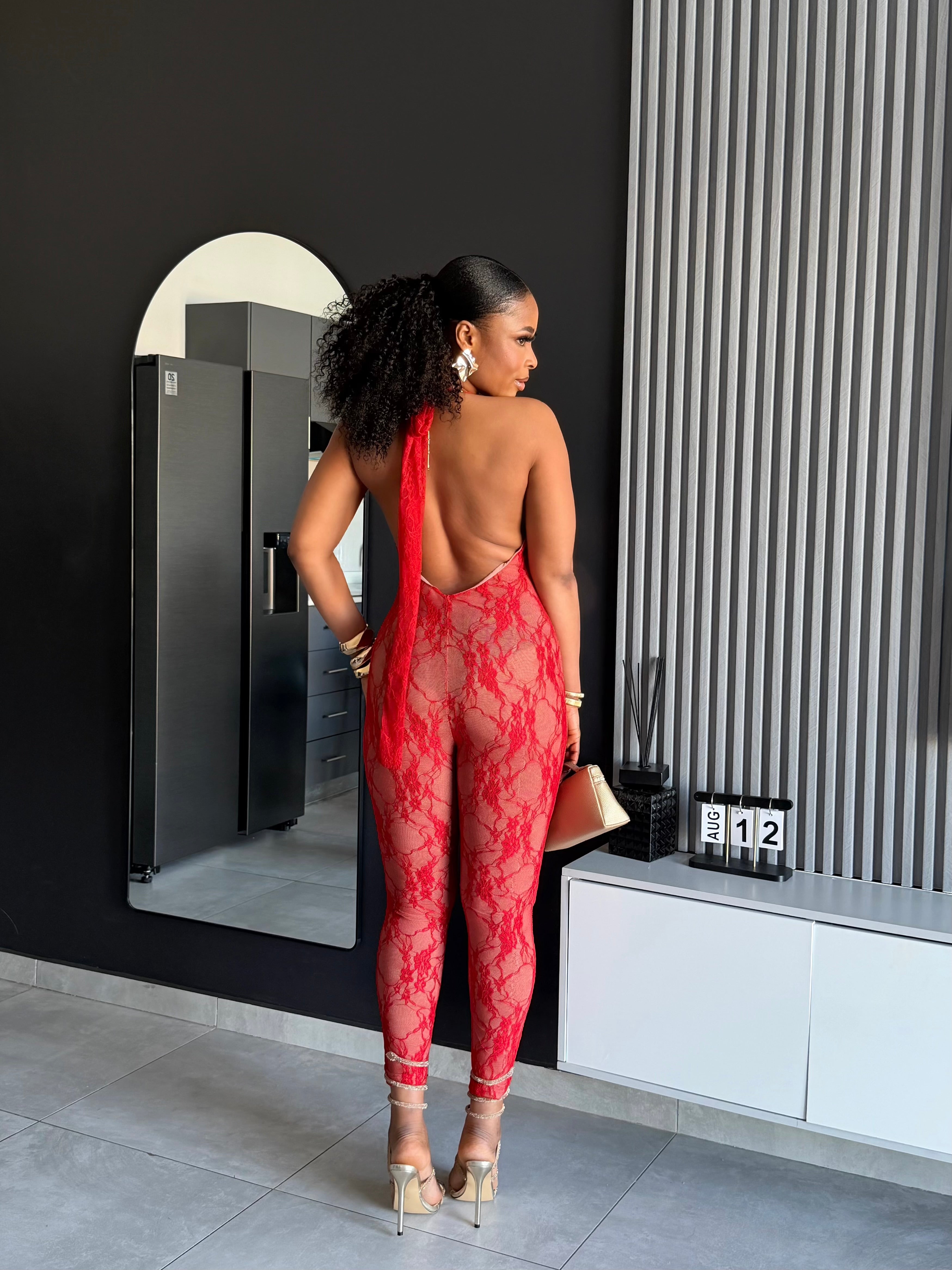 Scarlet Lace Halter Jumpsuit