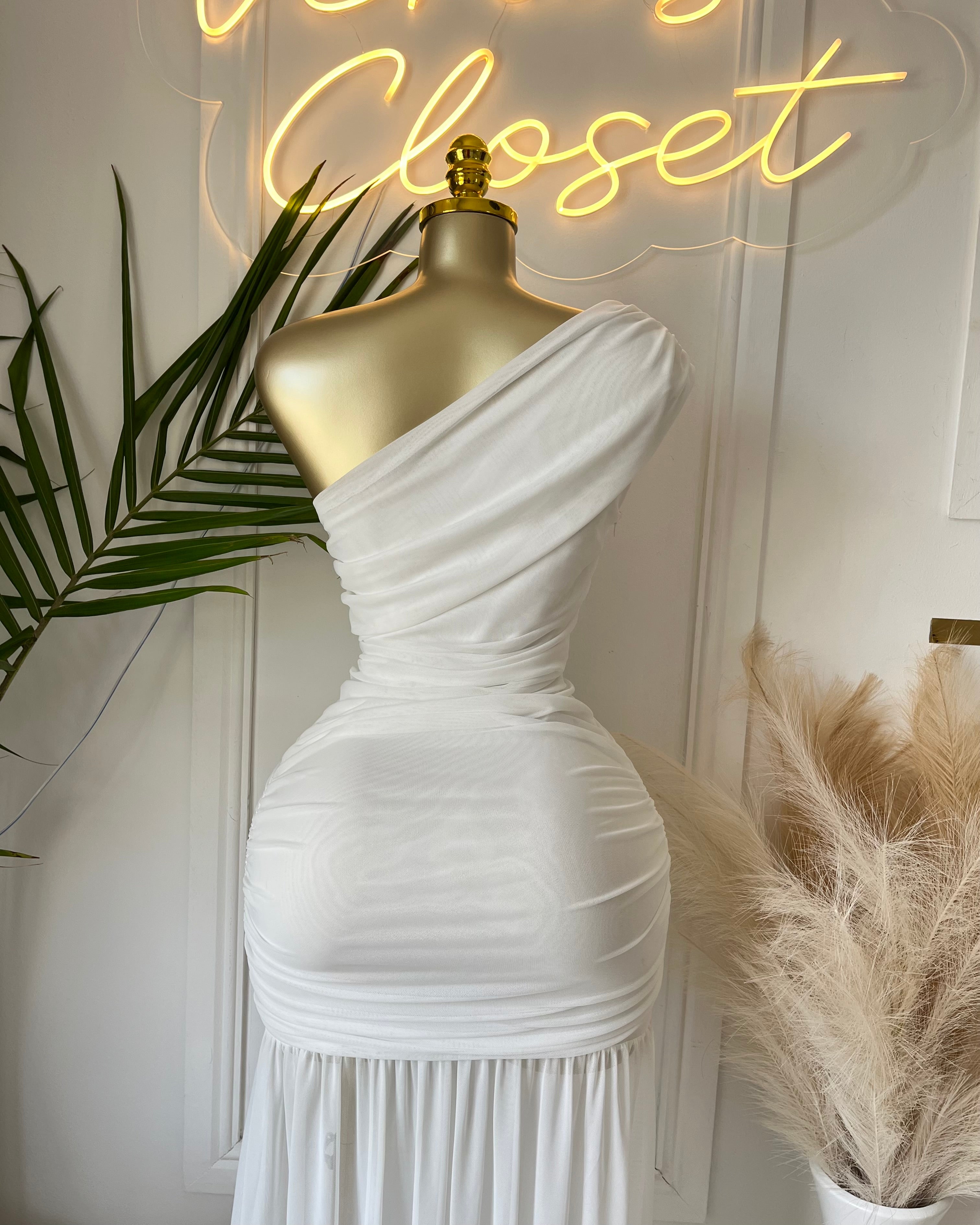 Celeste One-Shoulder Ruched Maxi Dress