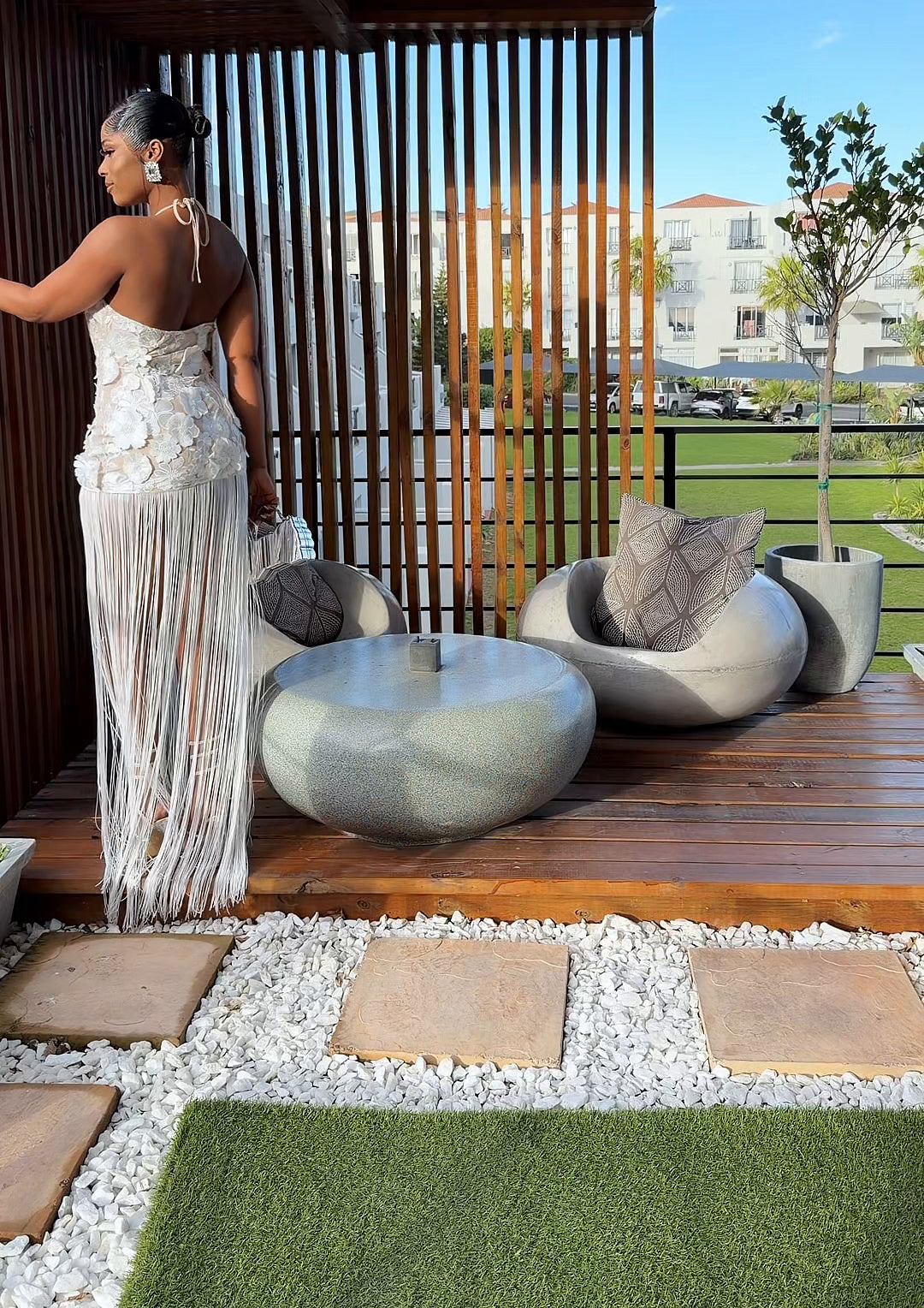 Gardenia Floral Fringe Maxi Dress Ivory