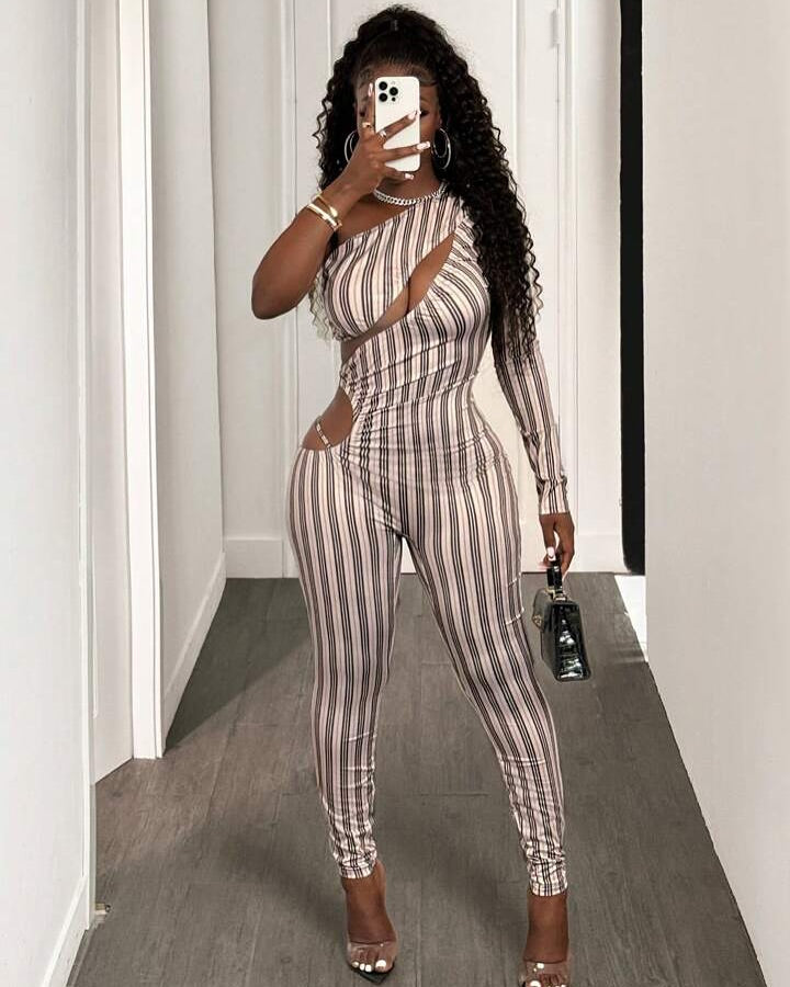 Maria One-Sleeve Cutout Jumpsuit