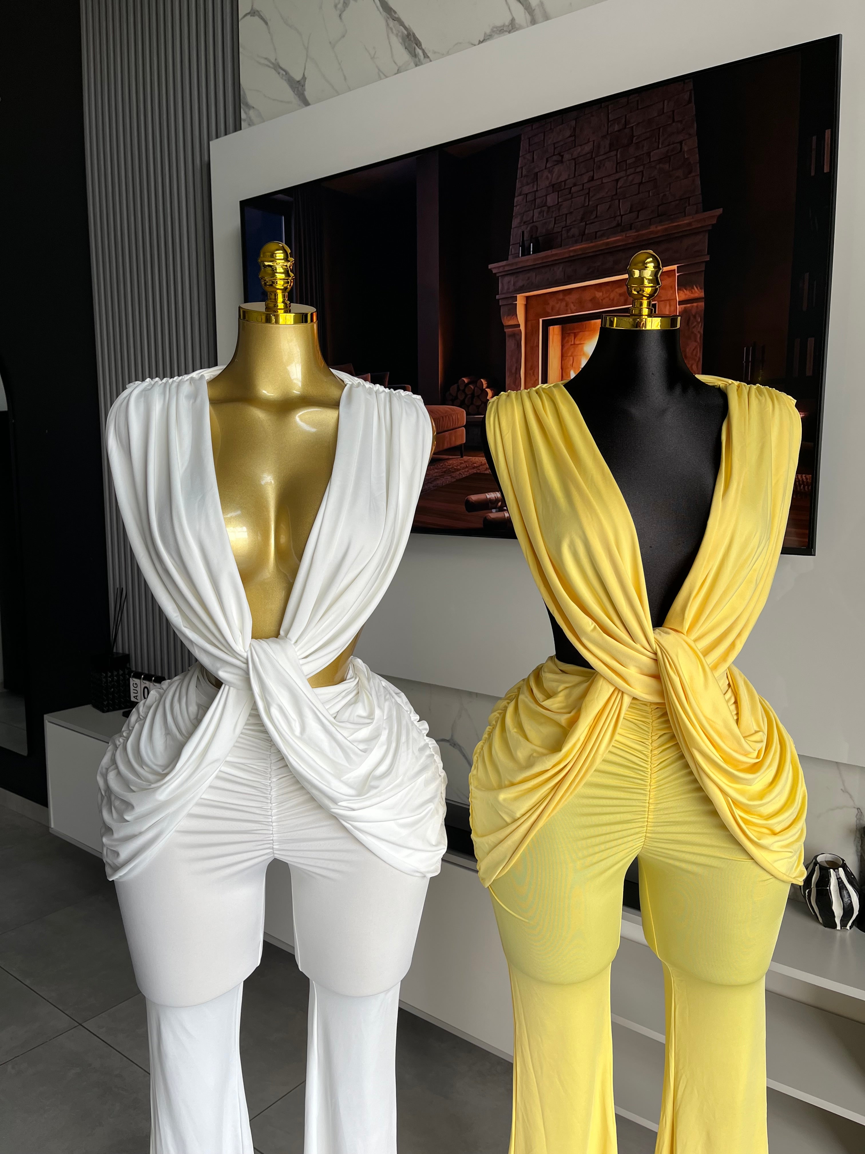 Arlette Ruched Twist Flare Jumpsuit