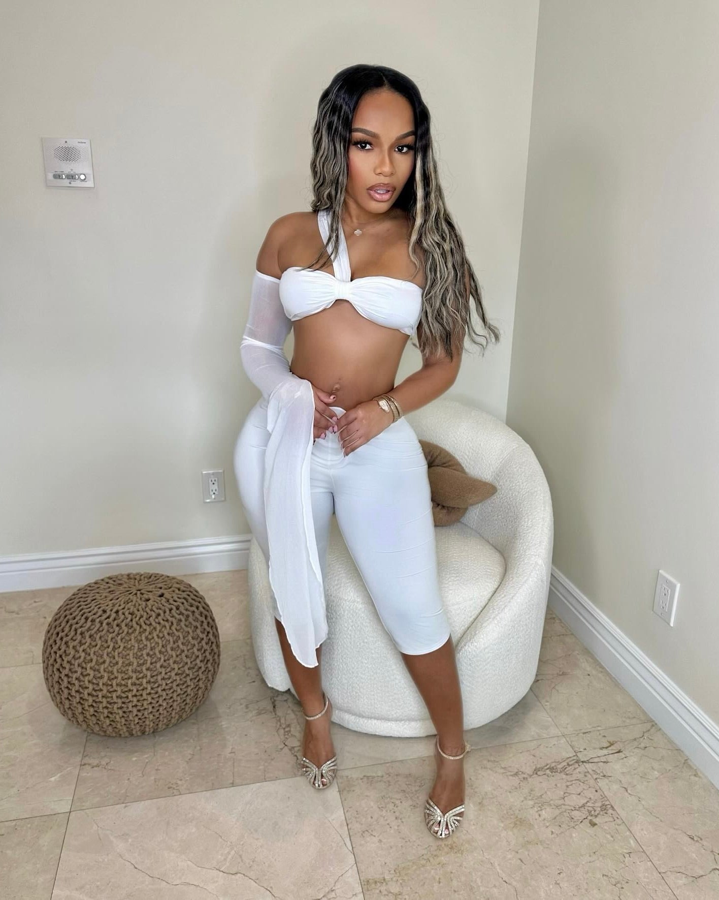 Ariel Mesh Sleeve Two-Piece Set