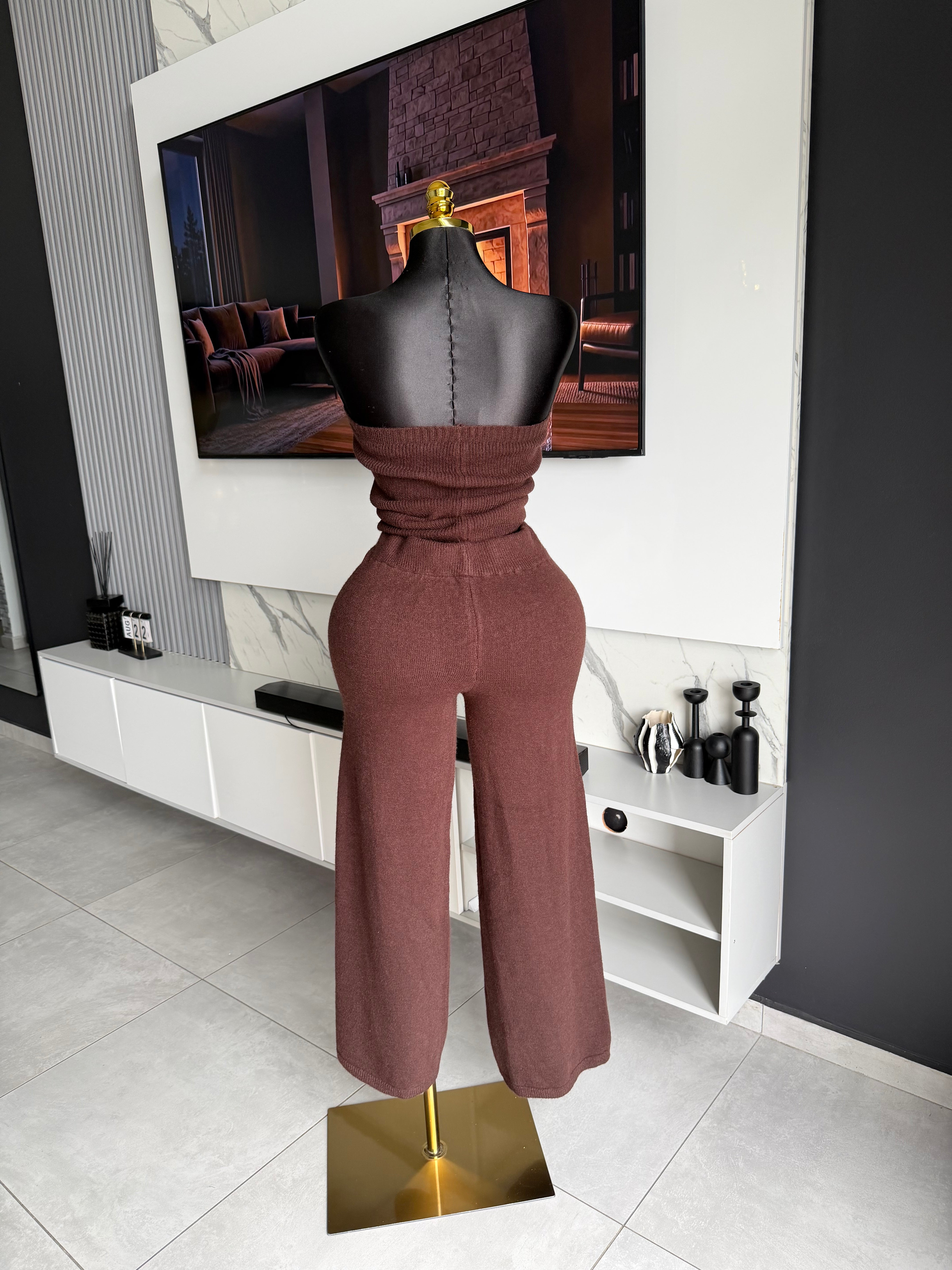 Colette Knit Three-Piece Co-Ord Set Brown