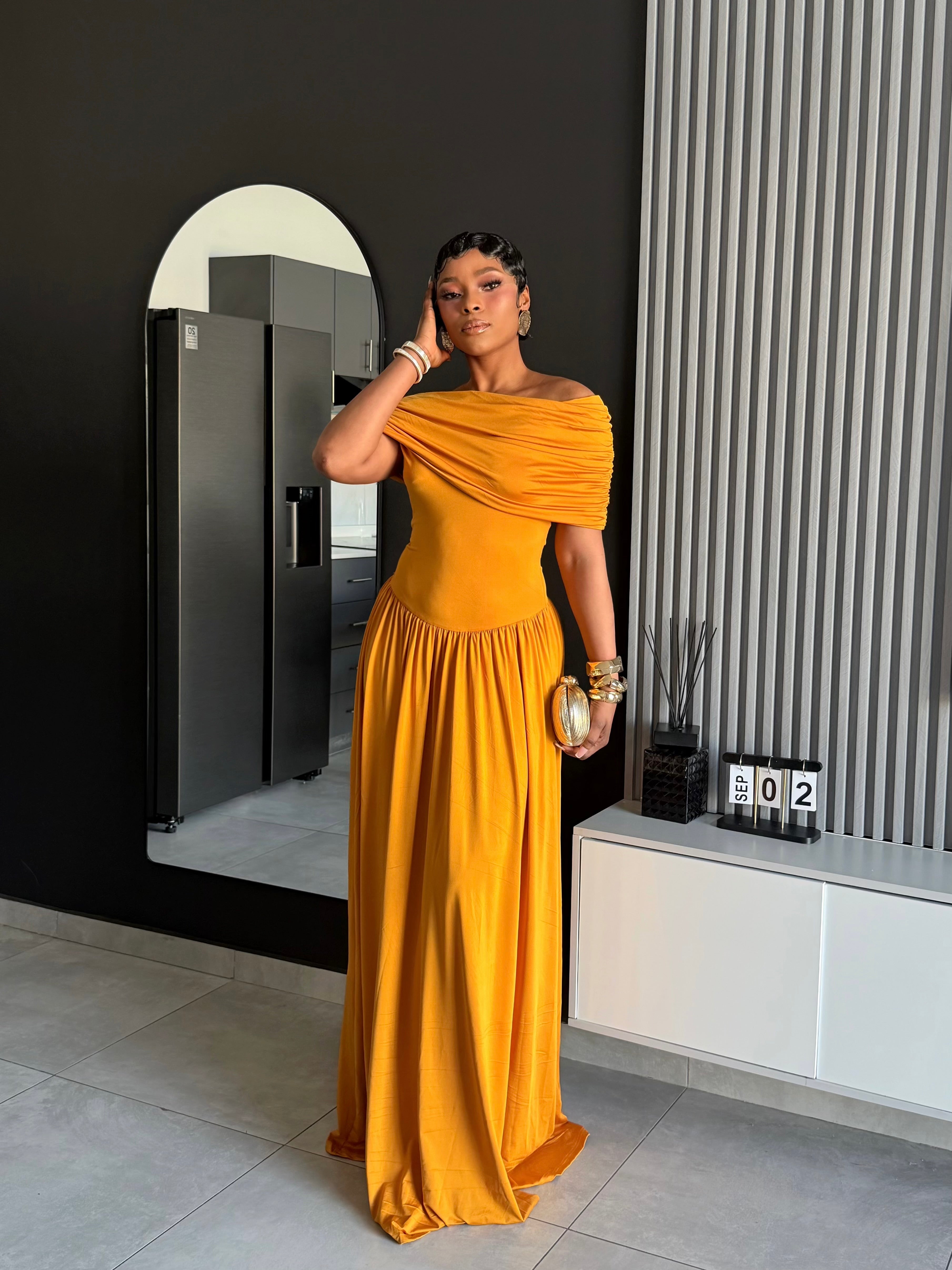 Marcelline Draped Off-Shoulder Maxi Dress