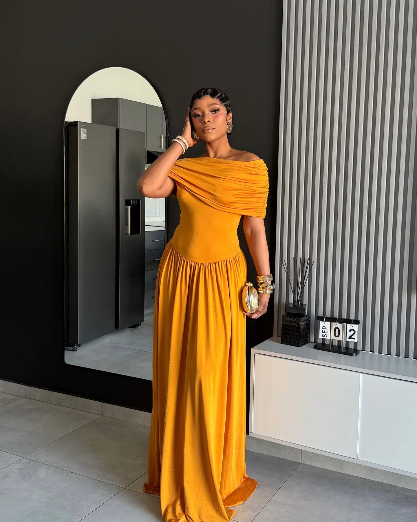 Marcelline Draped Off-Shoulder Maxi Dress