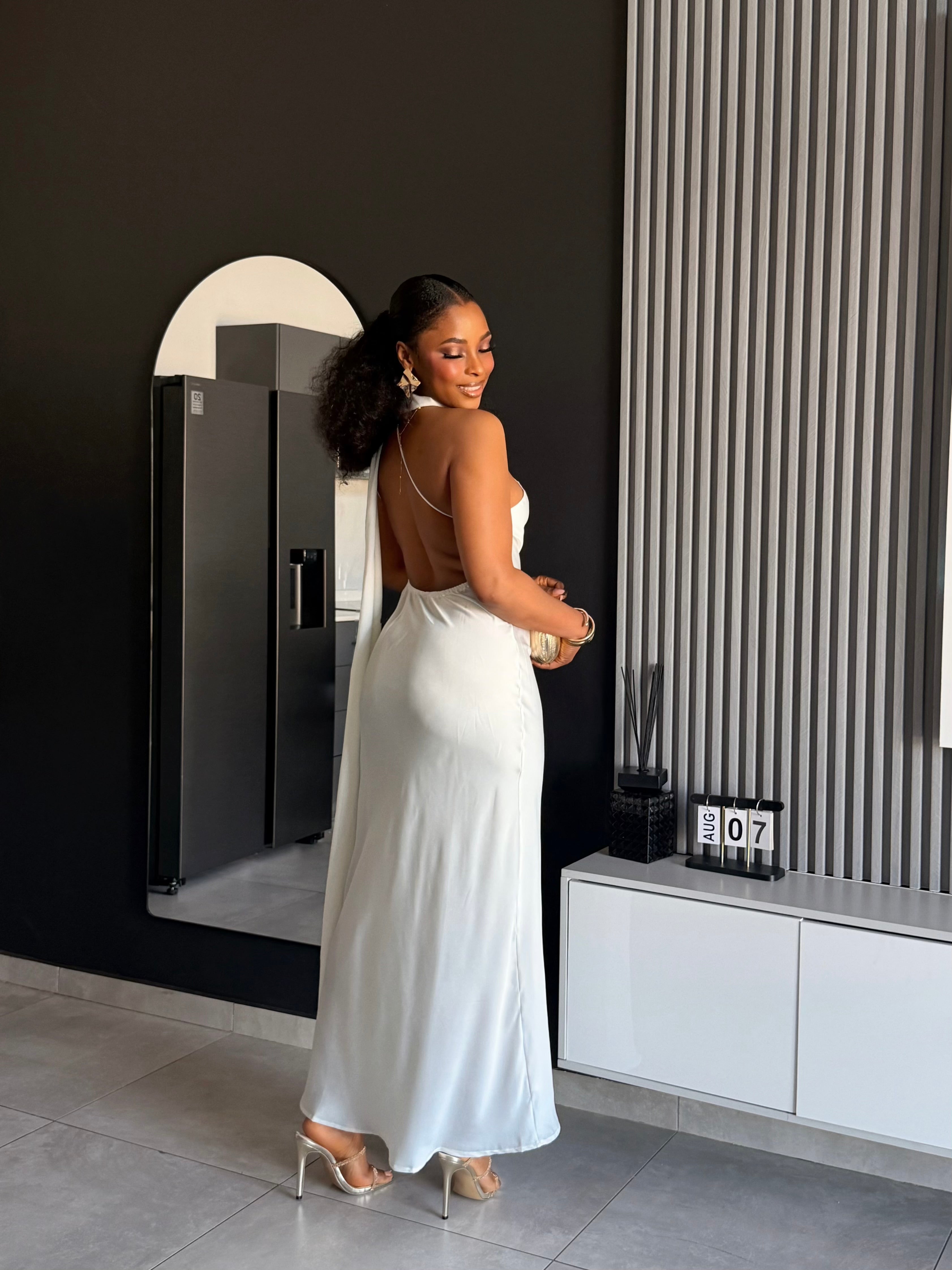 Bardot One-Shoulder Satin Maxi Dress