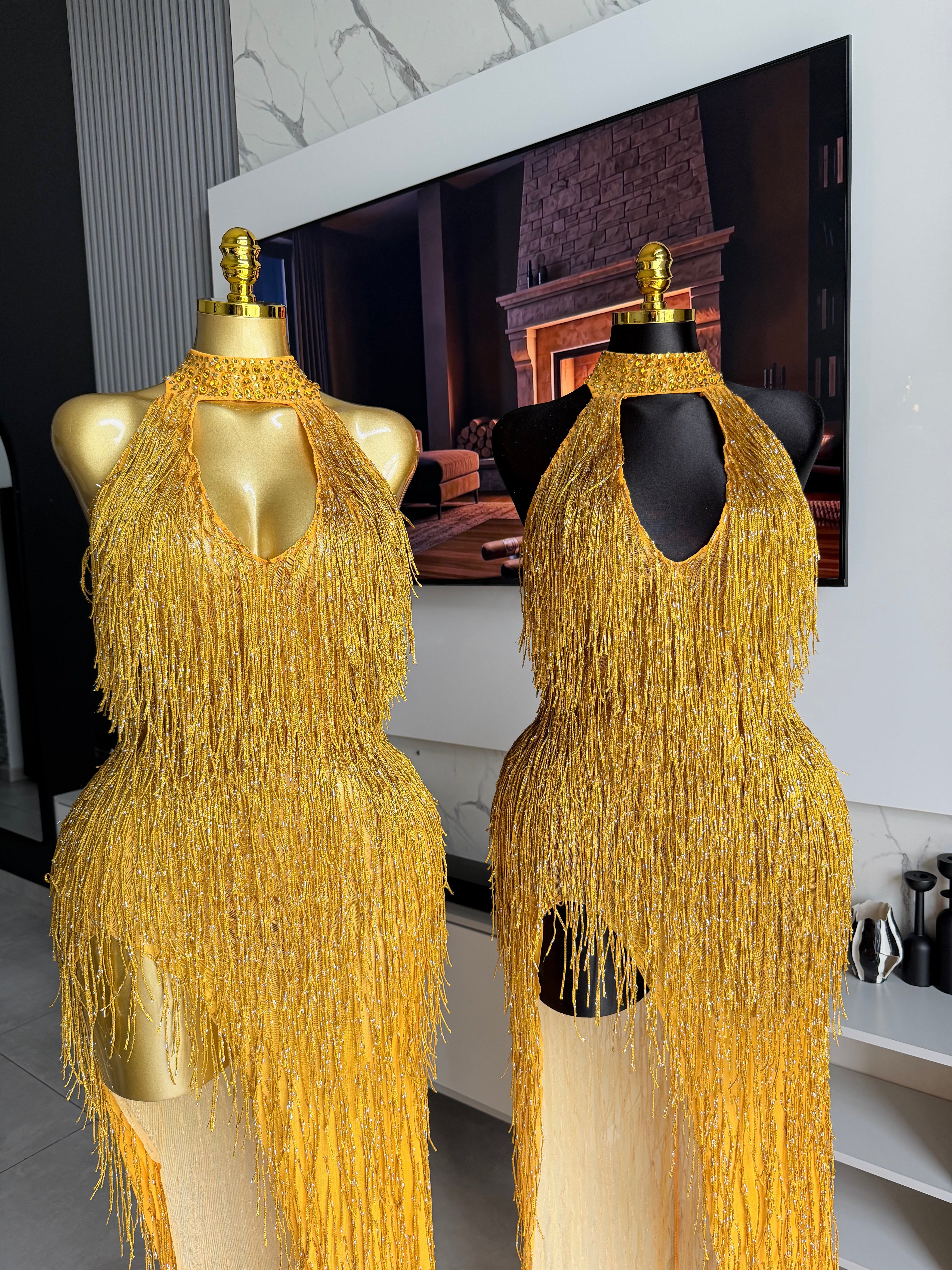 Zahara Gold Fringe Maxi Dress