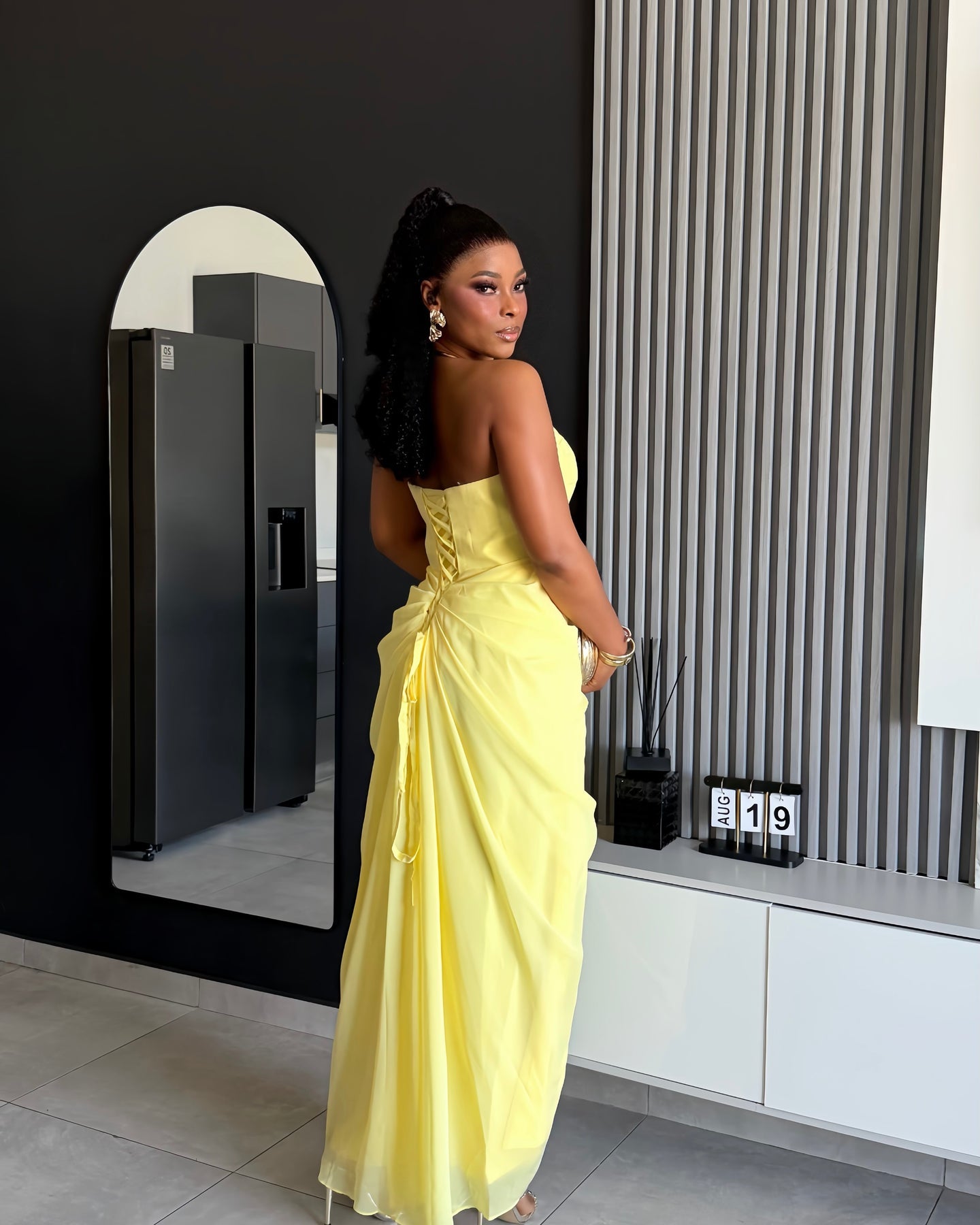 Solene Strapless Ruched Maxi Dress