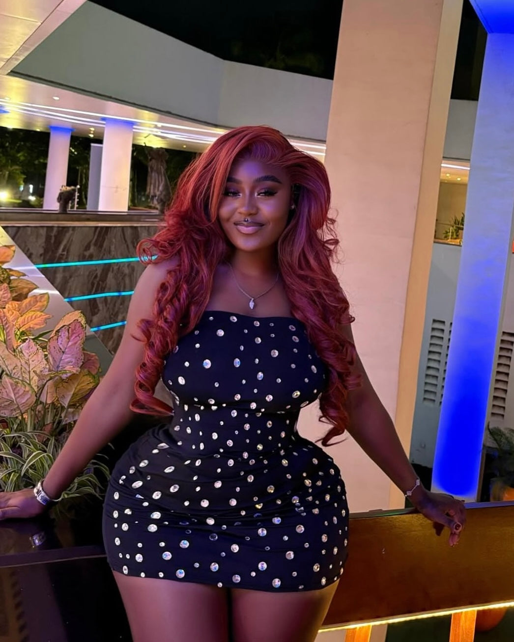 Adora Rhinestone Mini Dress