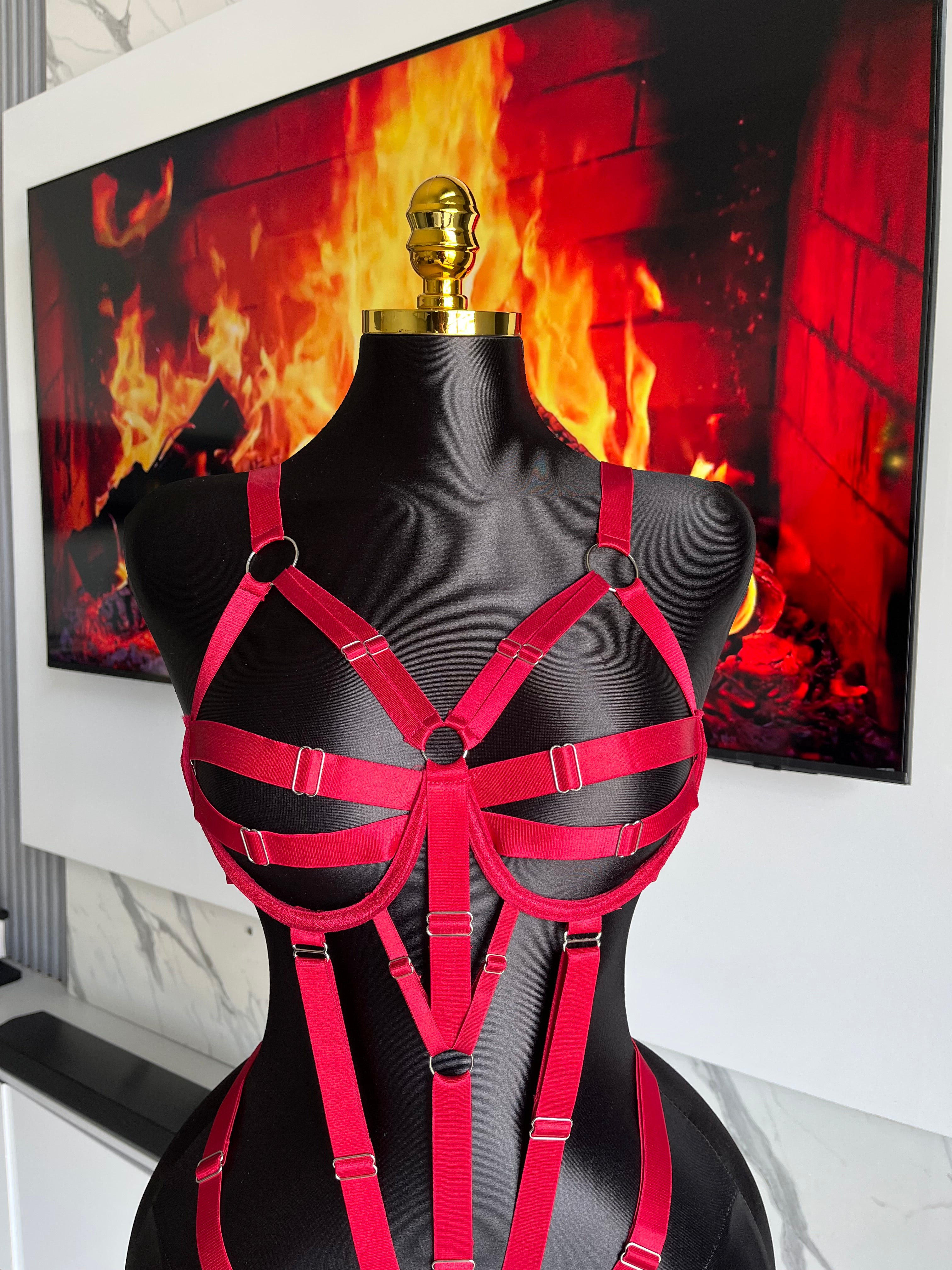 Sinful Red Strap Lingerie Bodysuit