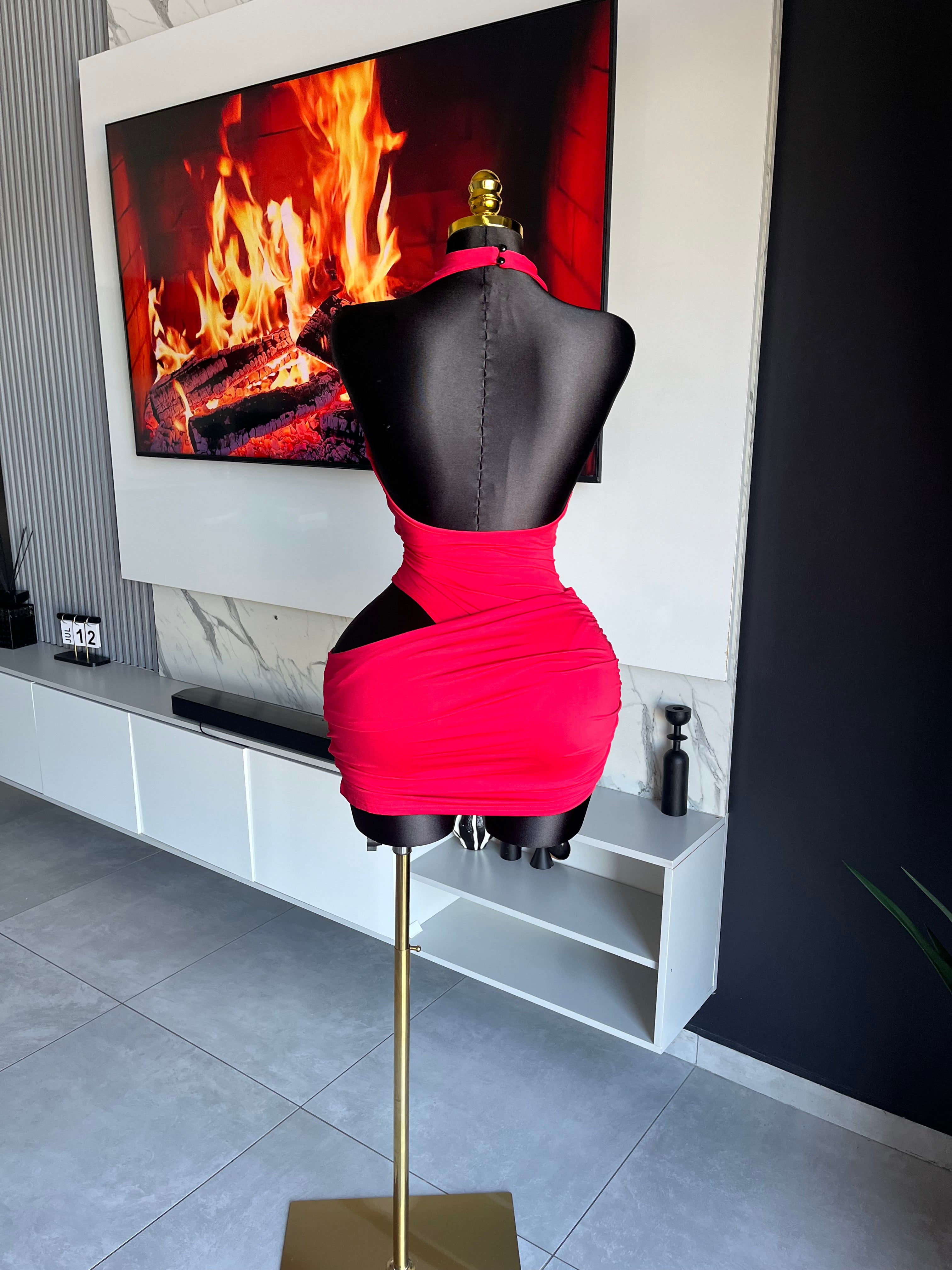 Inked Cut-Out Mini Dress
