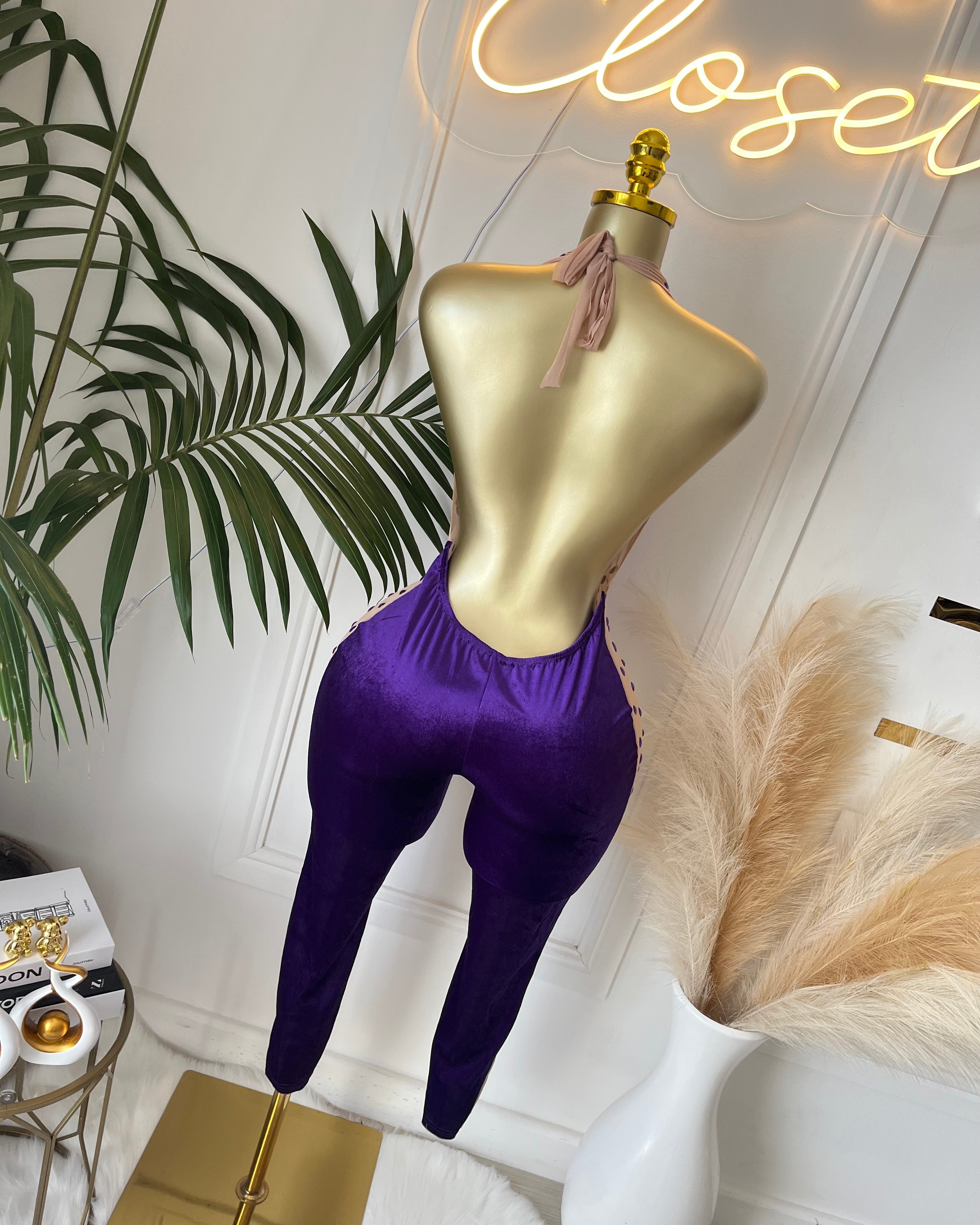 Me Wow Rhinestone Sheer Jumpsuit
