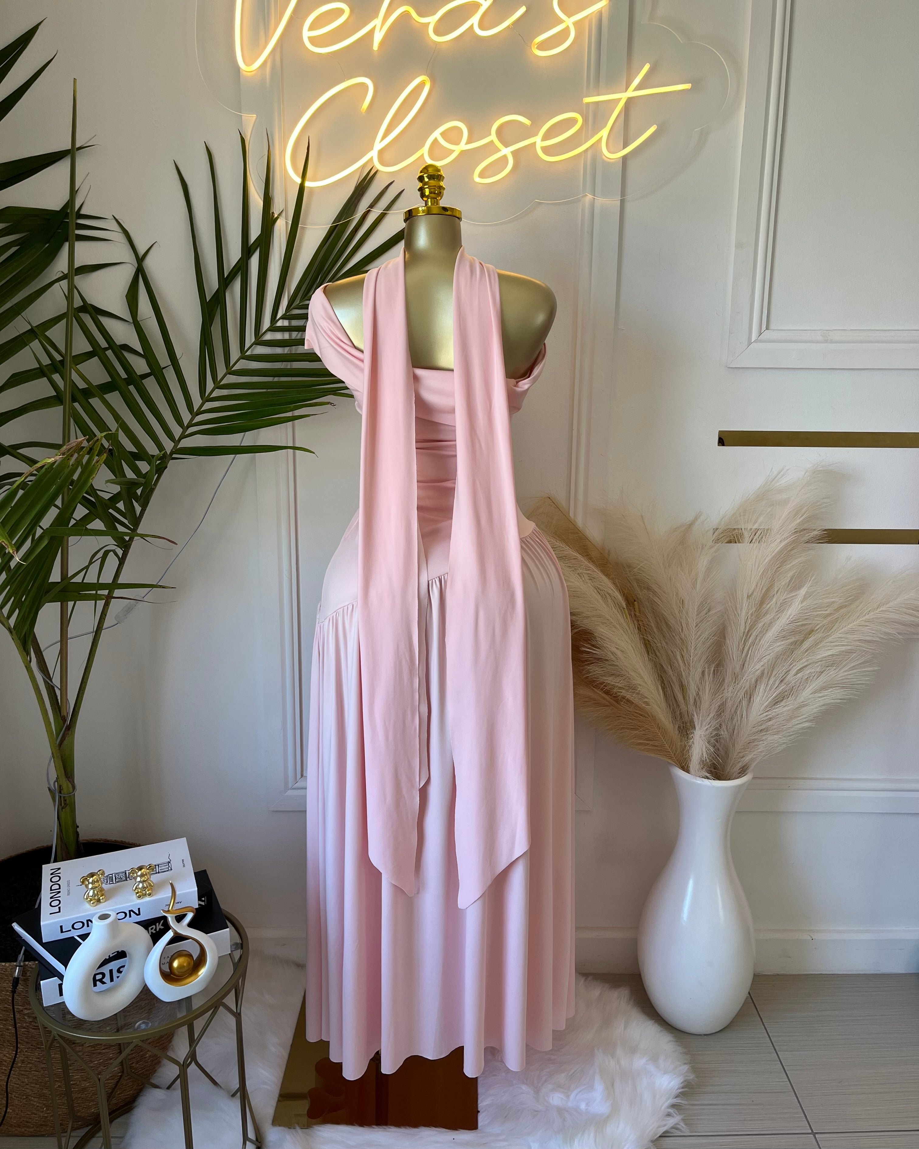 Amara Blush Off-Shoulder Maxi Dress