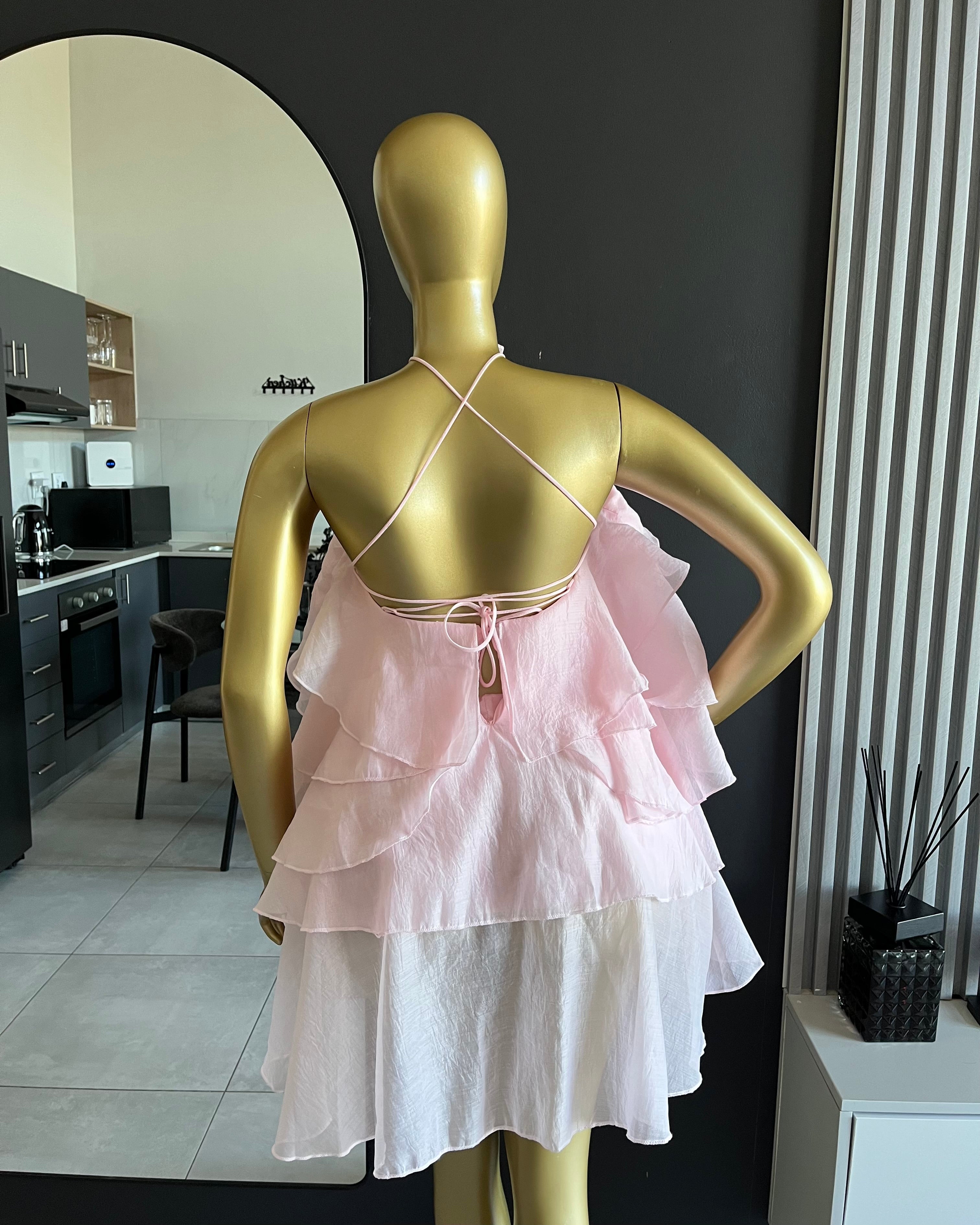 Keke Ruffle Halter Statement Mini Dress