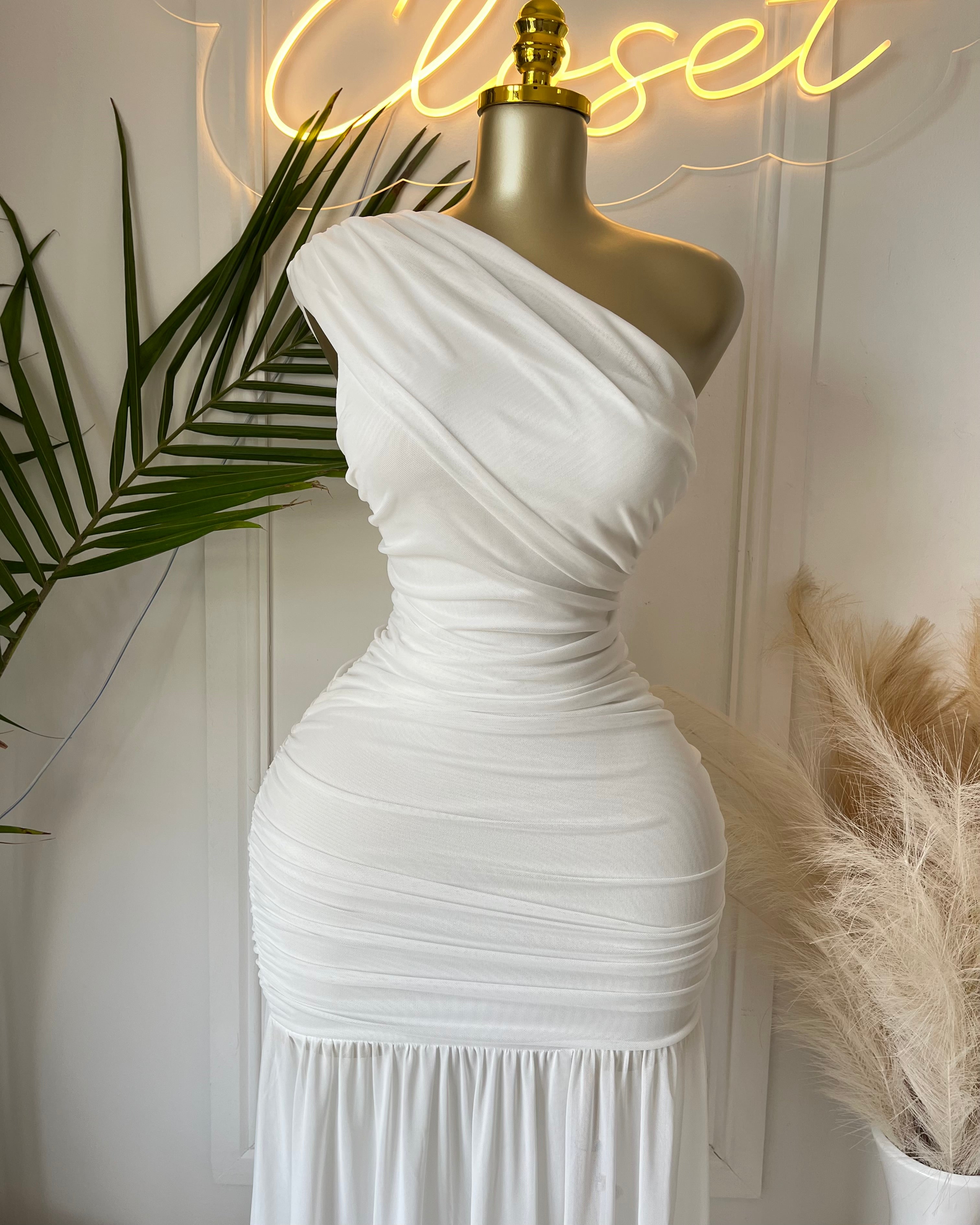 Celeste One-Shoulder Ruched Maxi Dress