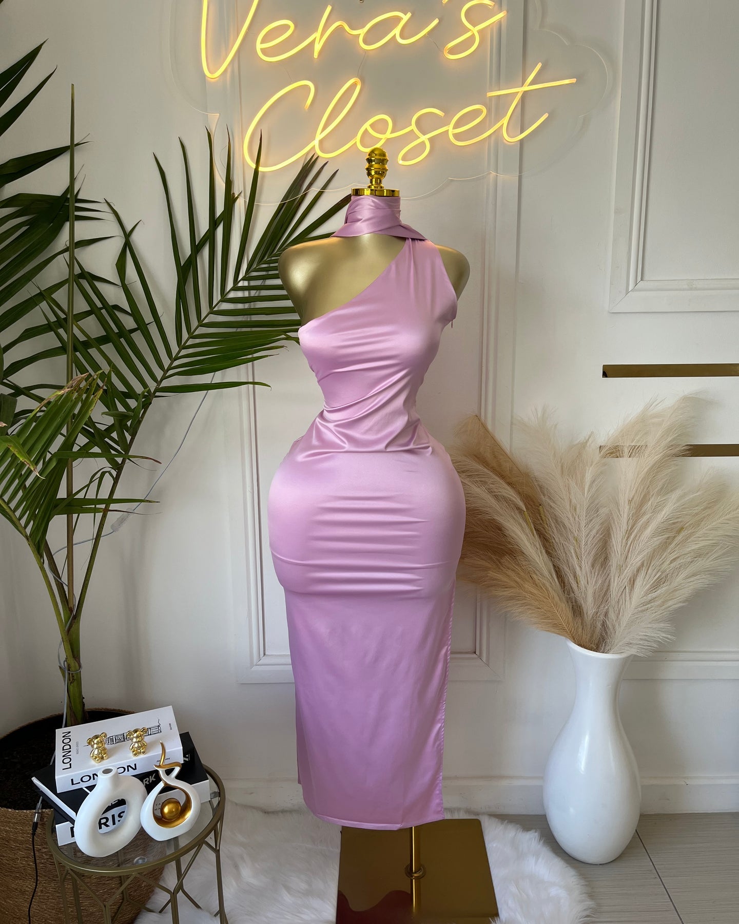 Micah Blush One-Shoulder Maxi Dress