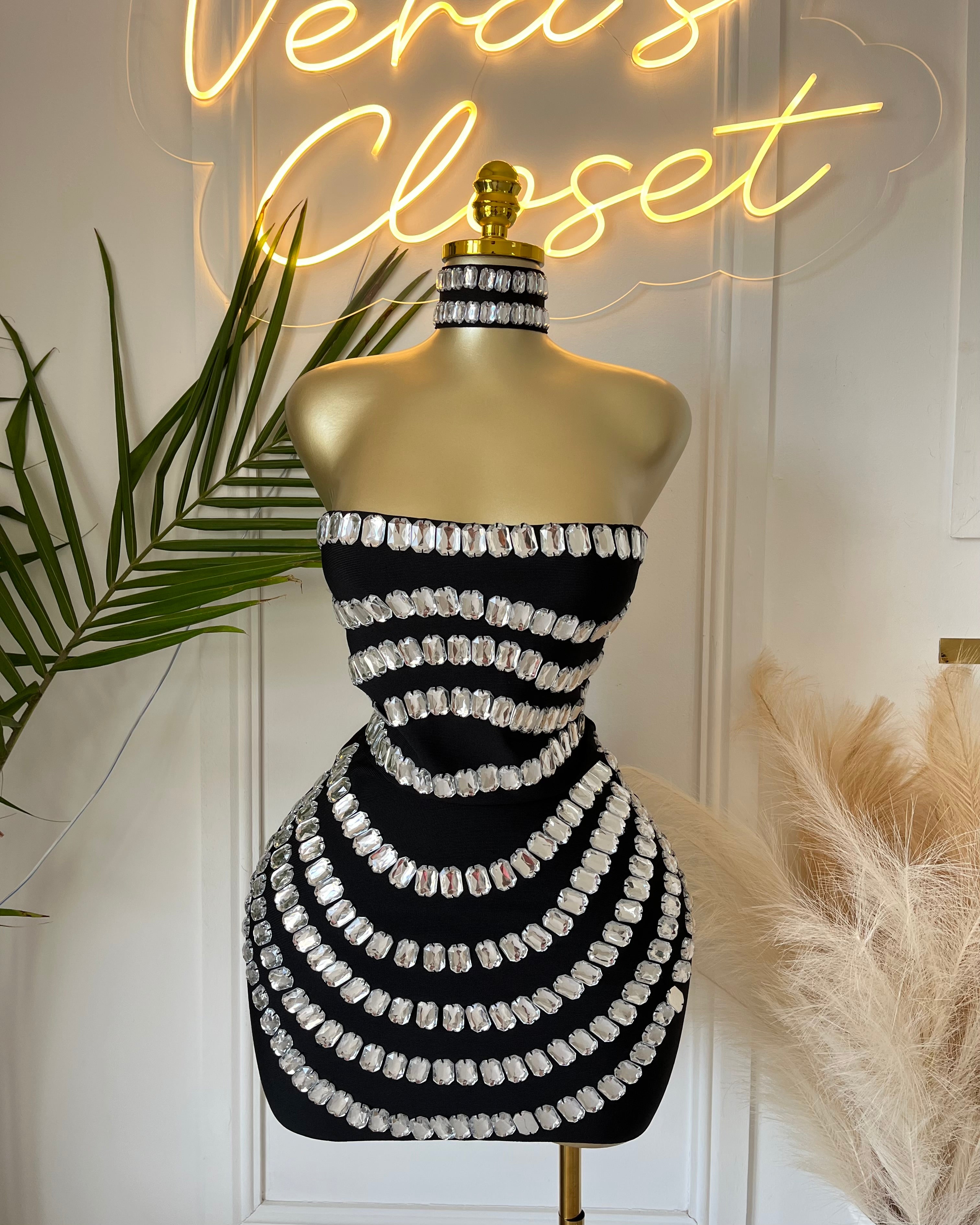 Zarielle Crystal Bodycon Mini Dress