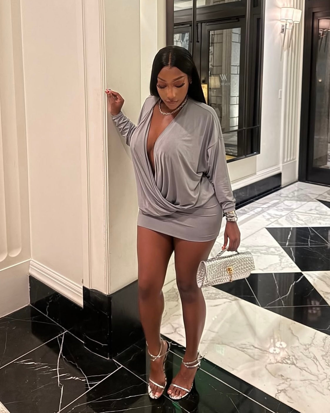 Ibiza Plunge Drape Mini Dress