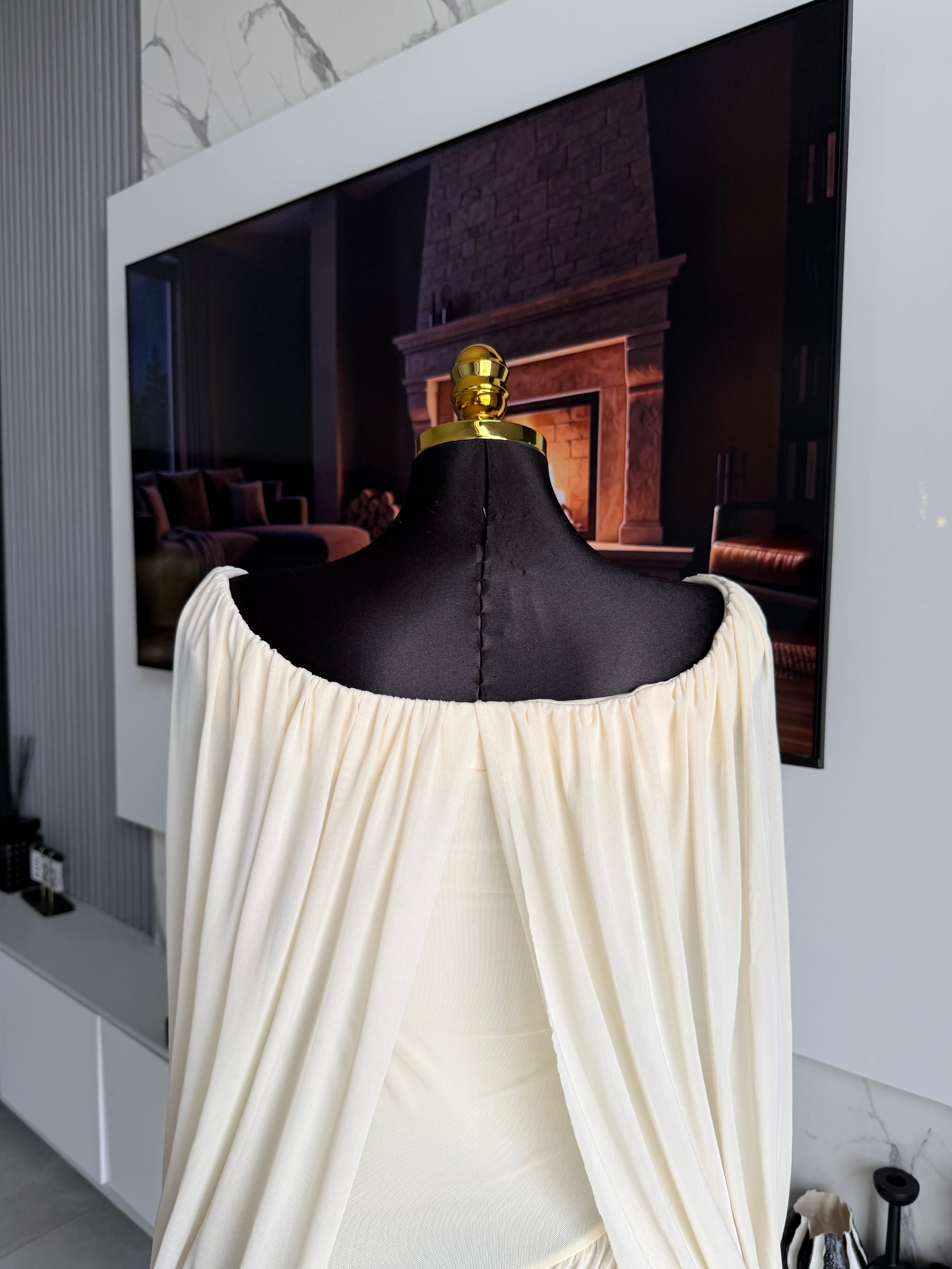 Selene Draped Off-Shoulder Mini Dress