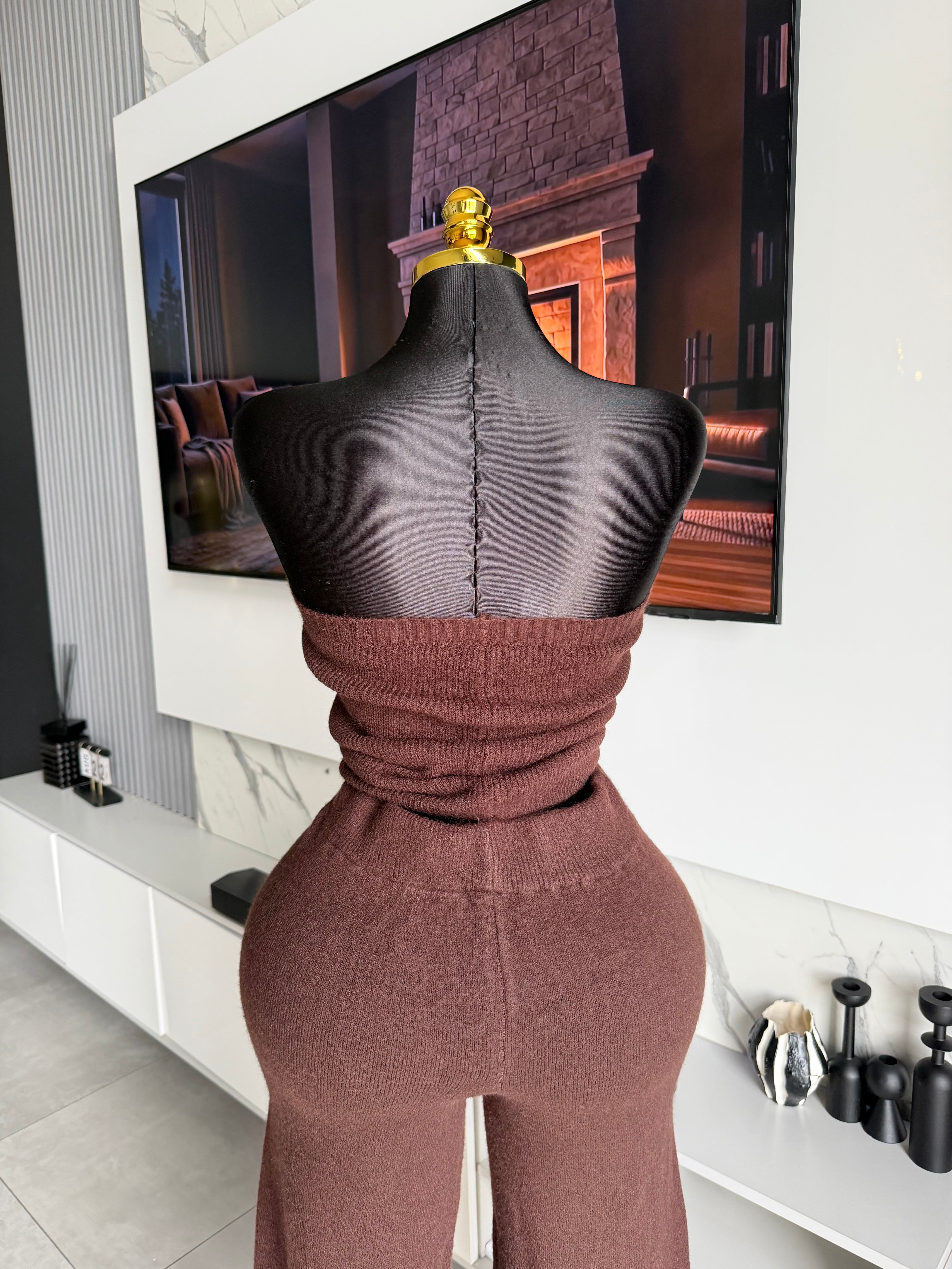 Colette Knit Three-Piece Co-Ord Set Brown