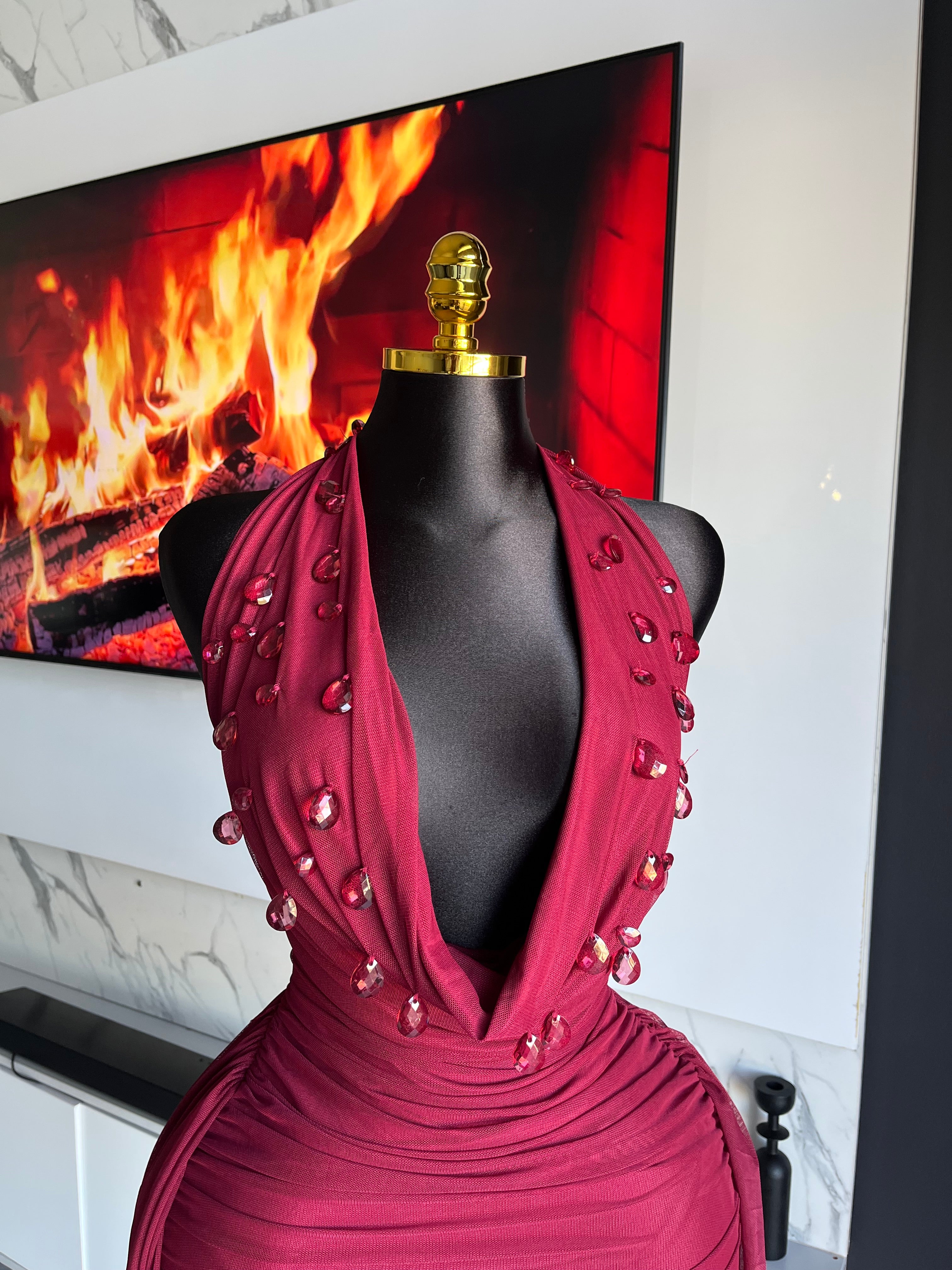 Sienna Embellished Drape Mini Dress