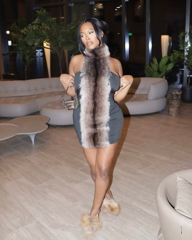Le Pew Faux Fur Mini Dress
