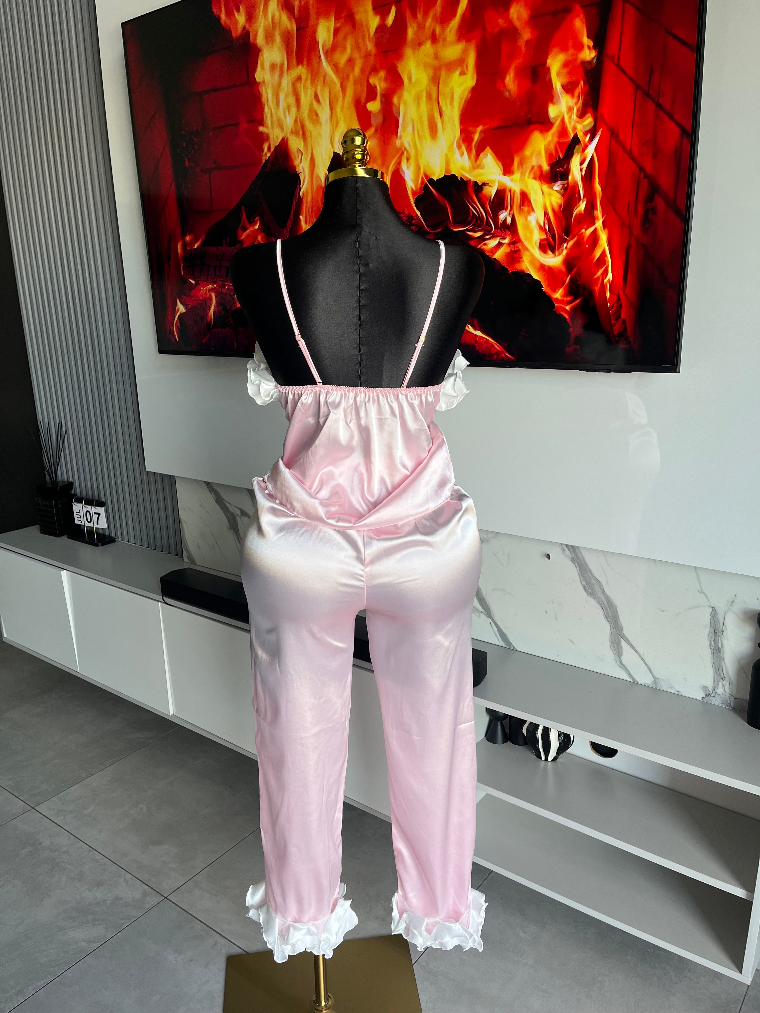 Maya Satin Ruffle Pajama Set